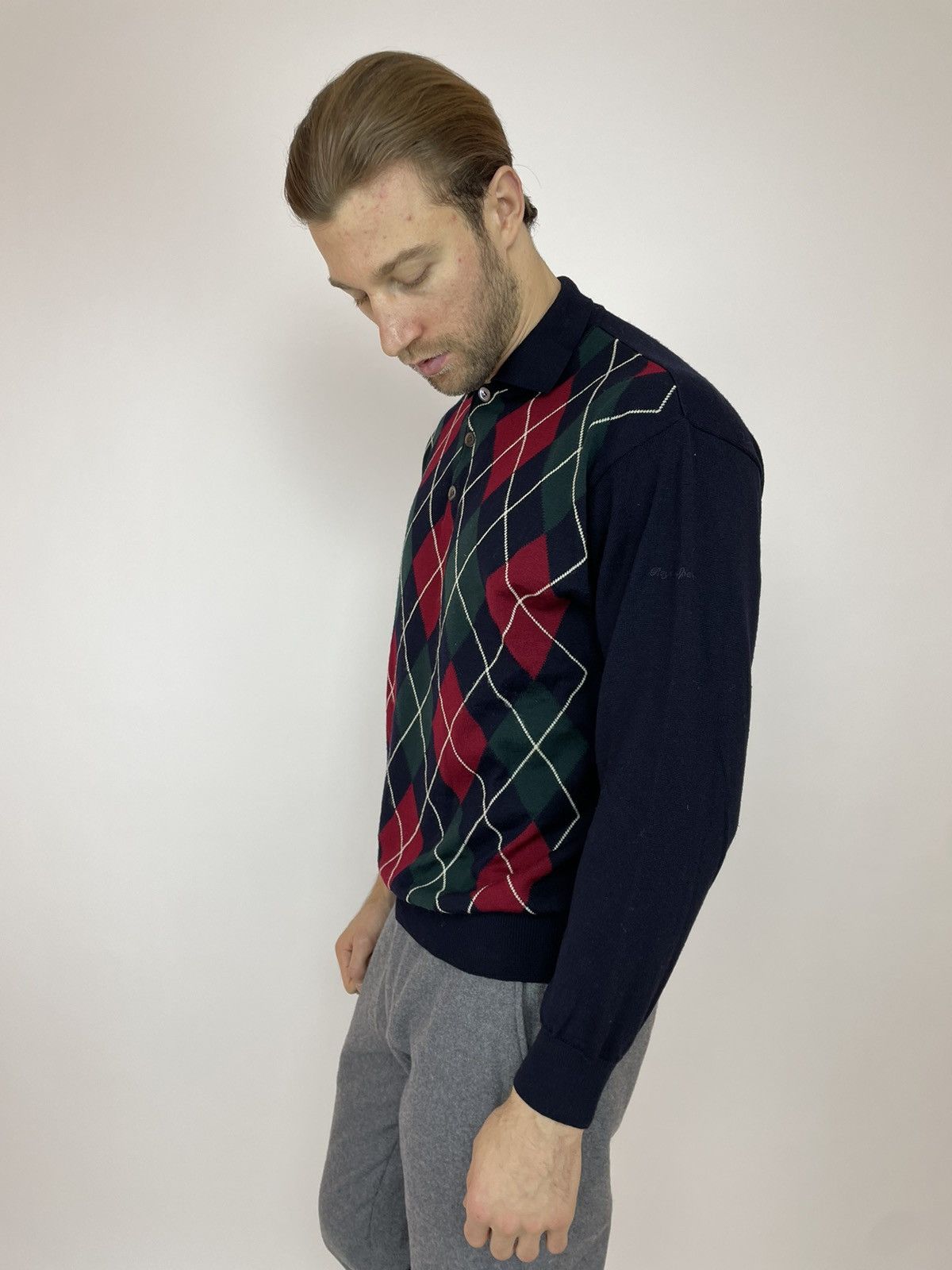 Japanese Brand × Vintage Royal Spencer Wool sweater knit Polo long sleeve size L-XL Size US XL / EU 56 / 4 - 6 Thumbnail