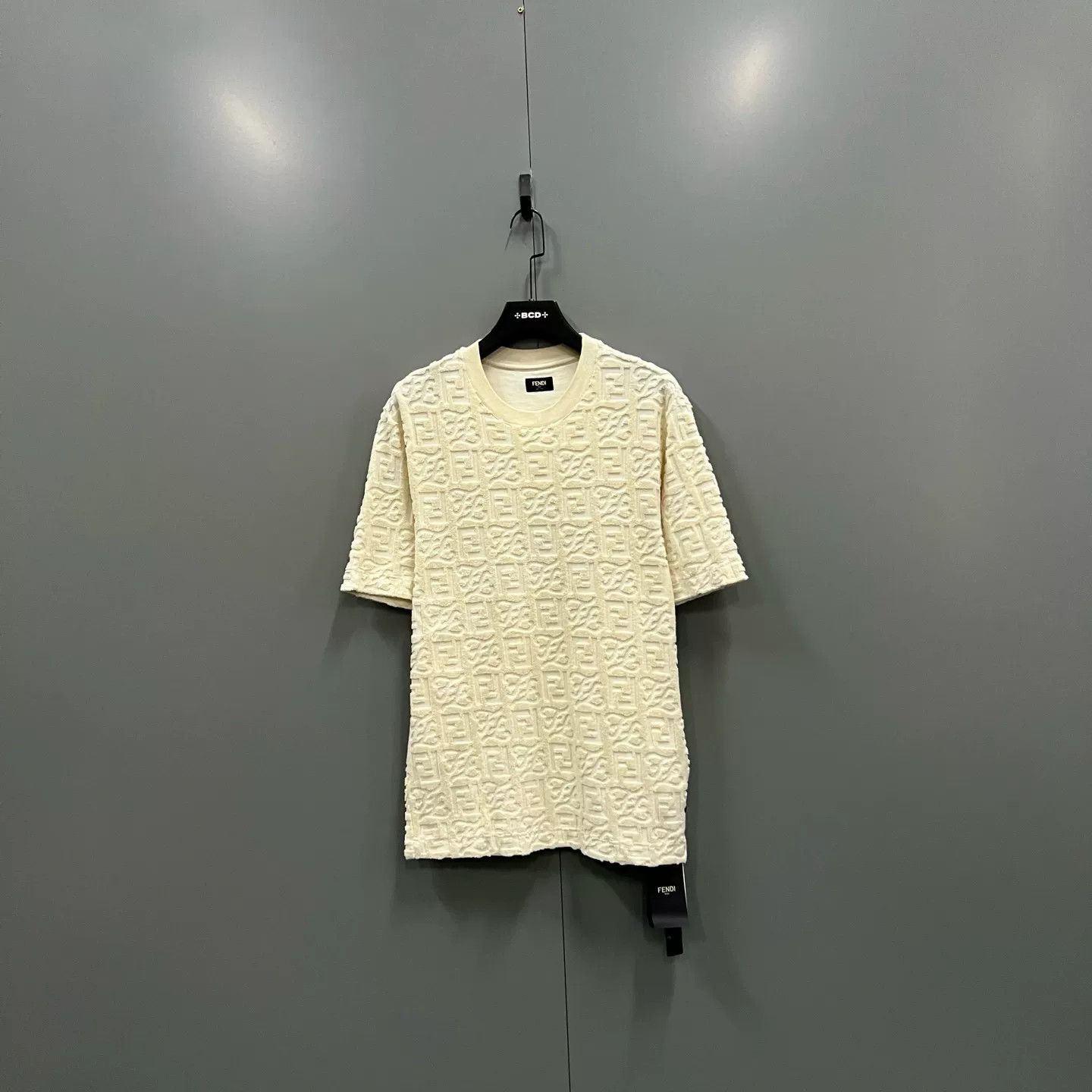 FENDI Beige Embossed FF Terry Short Sleeve