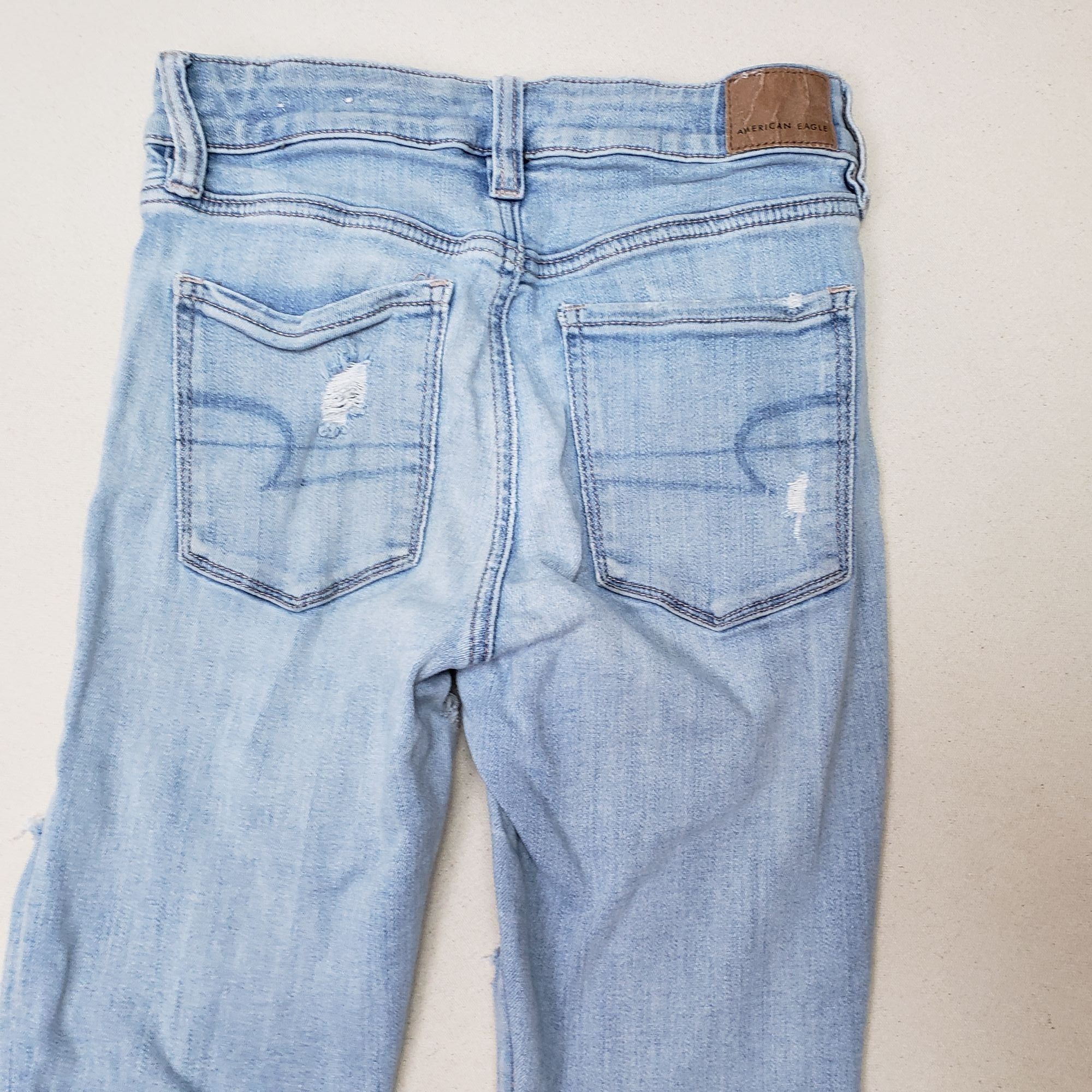 American Eagle Outfitters American Eagle Women's Distressed Straight Leg Blue Jeans 2 Size 24" / US 00 / IT 34 - 5 Thumbnail