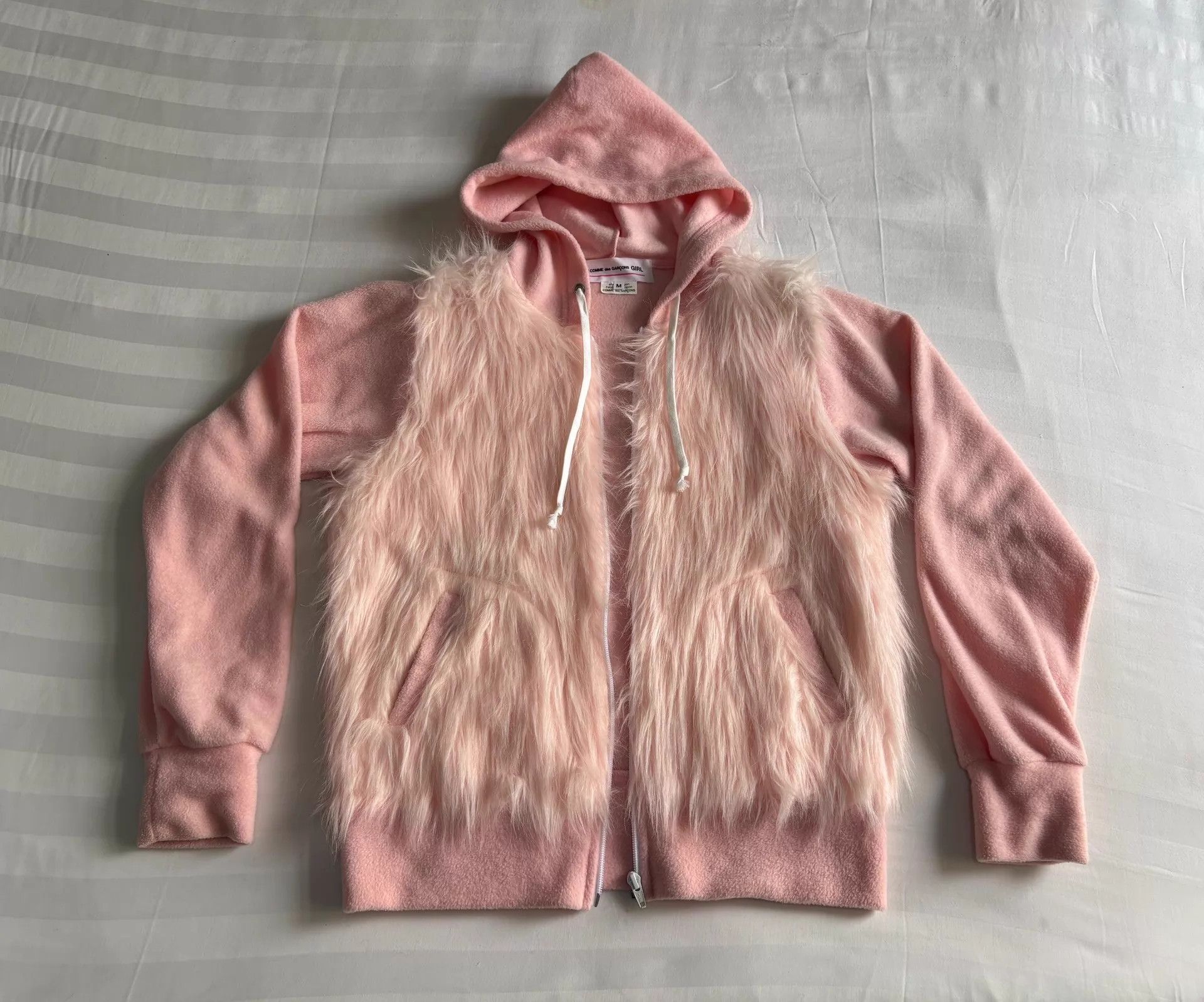 Comme des Garcons CDG Girl Pink Fur Panel Hoodie Jacket Women's Size M / US 6-8 / IT 42-44 - 1 Thumbnail