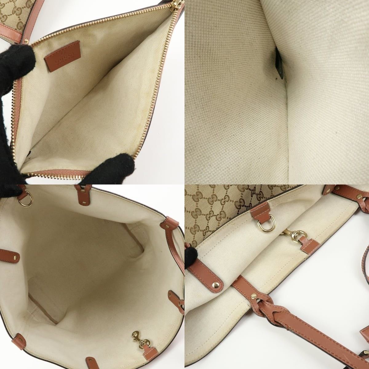 Gucci Gucci GG Canvas & Leather Tote Tan Size ONE SIZE - 7 Thumbnail