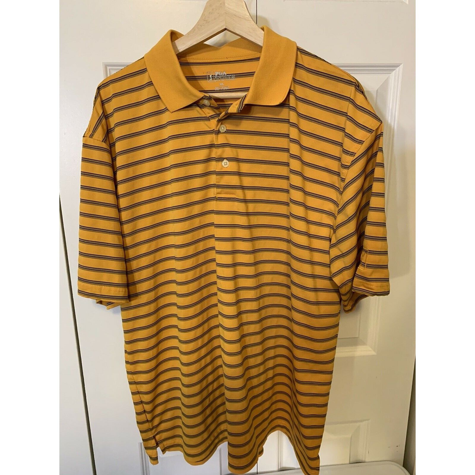 PGA Tour PGA Tour Golf Men’s Sz XL Mango Stripe Short Sleeve Polo Shi Size US XL / EU 56 / 4 - 7 Thumbnail