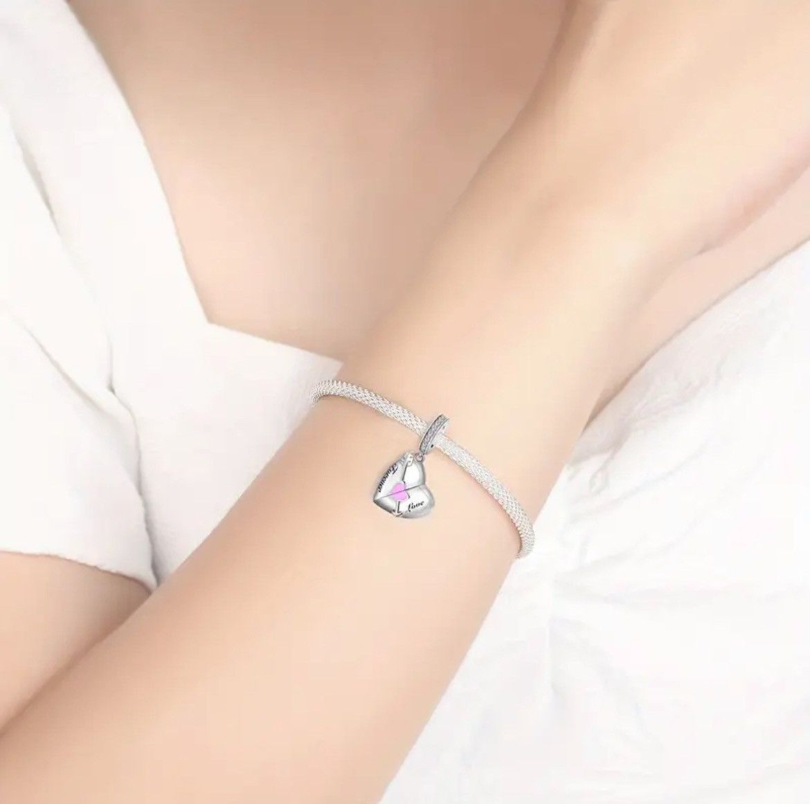 Other 925 Sterling Silver Forever love Heart Charm. Size ONE SIZE - 3 Thumbnail