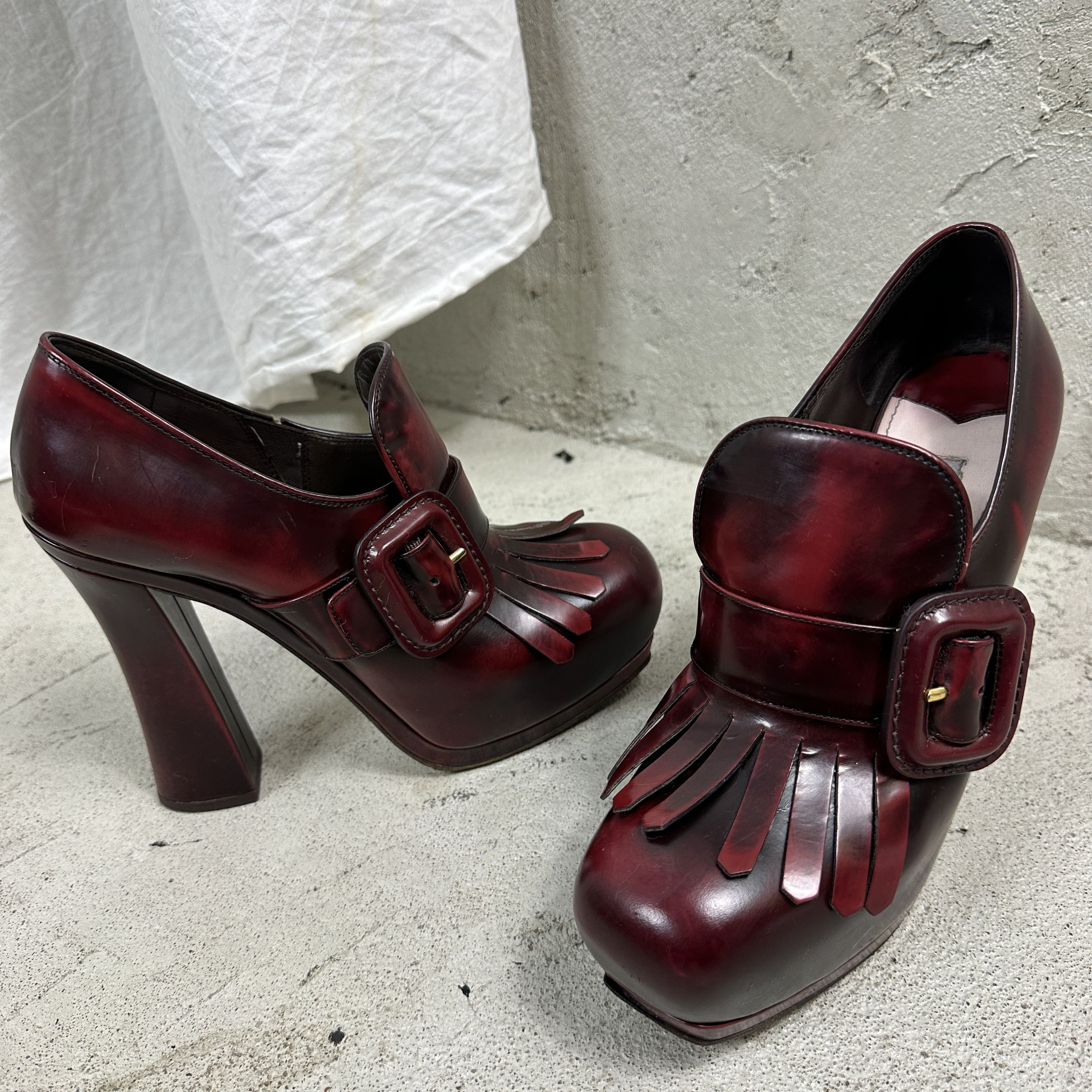 Miu Miu × Vintage Vintage Miu Miu Elevated Platform Loafers Leather Shoes Size US 9 / IT 39 - 7 Thumbnail