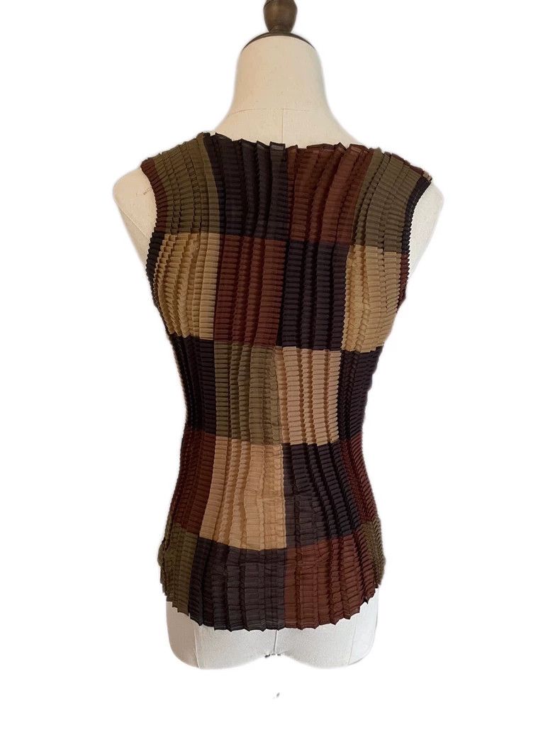 Issey Miyake Issey Miyake Brown main color block pleated vest Size M / US 6-8 / IT 42-44 - 5 Thumbnail