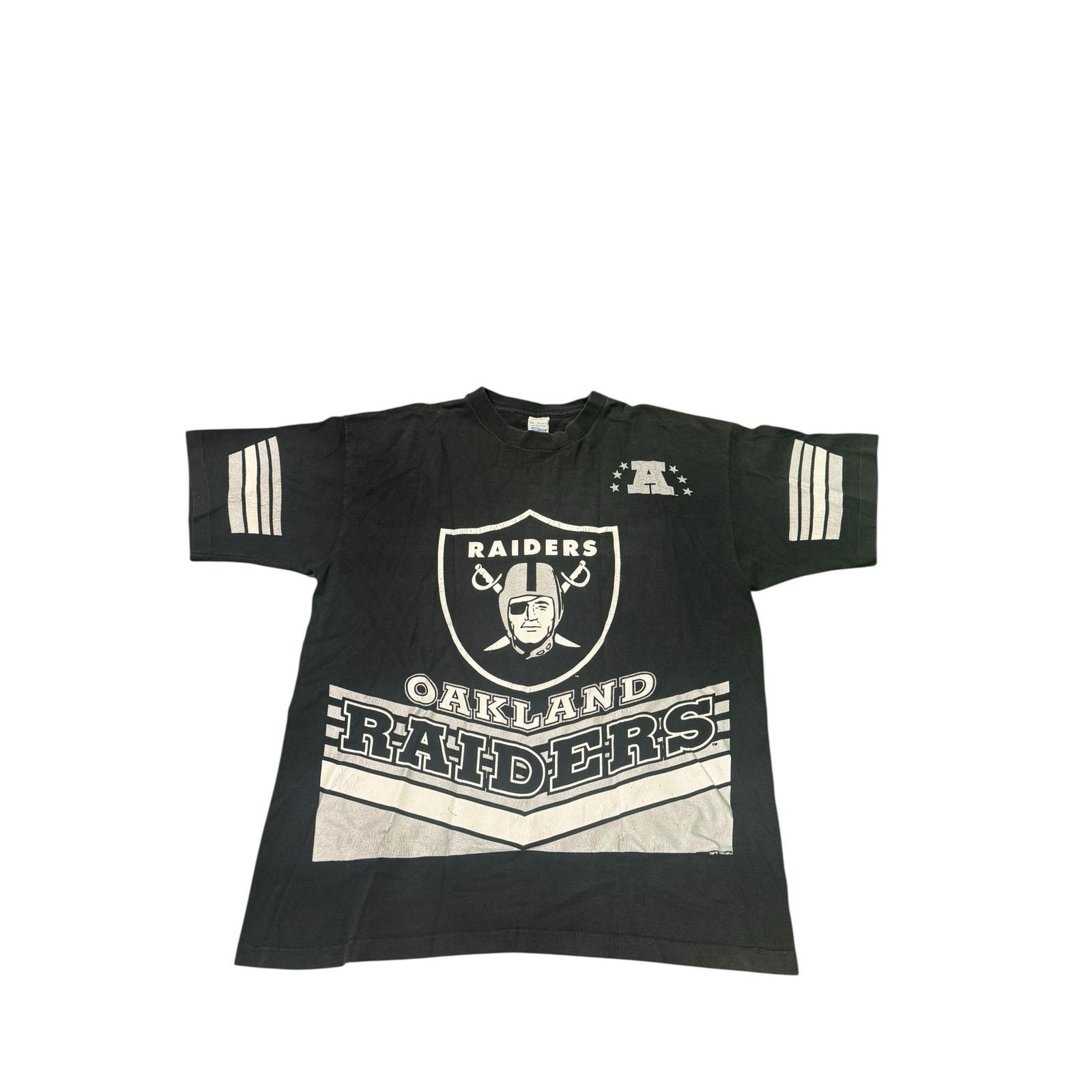 Salem Sportswear Vintage Oakland Raiders “R” Graphic T-Shirt - Black/Silver Size US XXL / EU 58 / 5 - 2 Thumbnail
