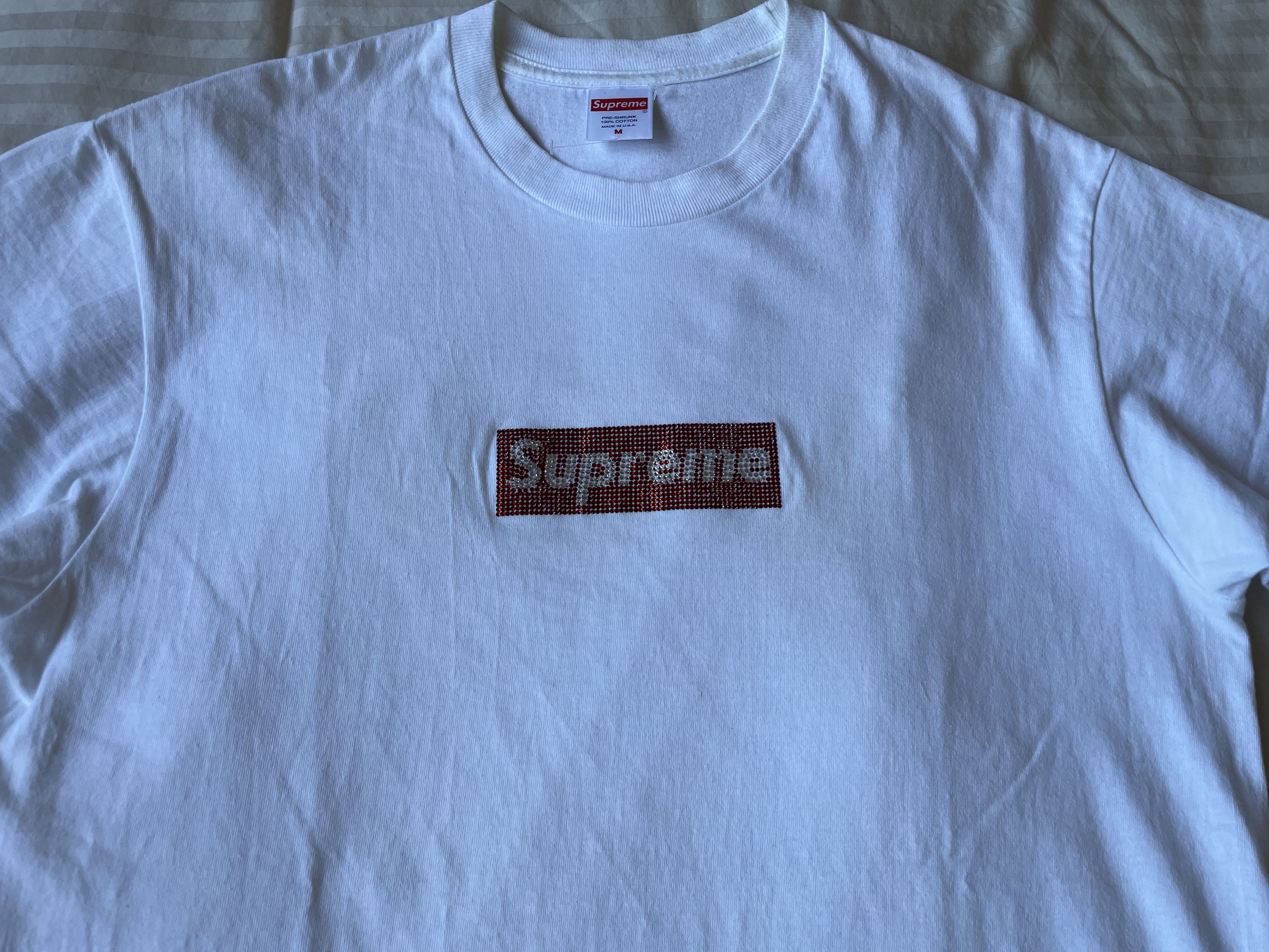 Supreme Swarovski Supreme Swarovski Box Logo Tee White Grailed