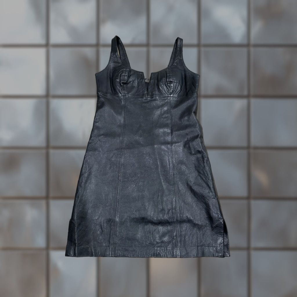Vintage West Coast Leather Dress Sleeveless Black Size 8 Leather Knee Length Zip Women Vintage No Size M / US 6-8 / IT 42-44 - 1 Thumbnail