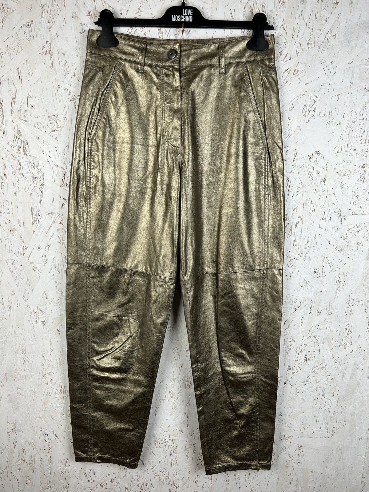 Brunello Cucinelli Brunello Cucinelli Gold Metallic Leather Trousers Pants Size 27" / US 4 / IT 40 - 1 Thumbnail