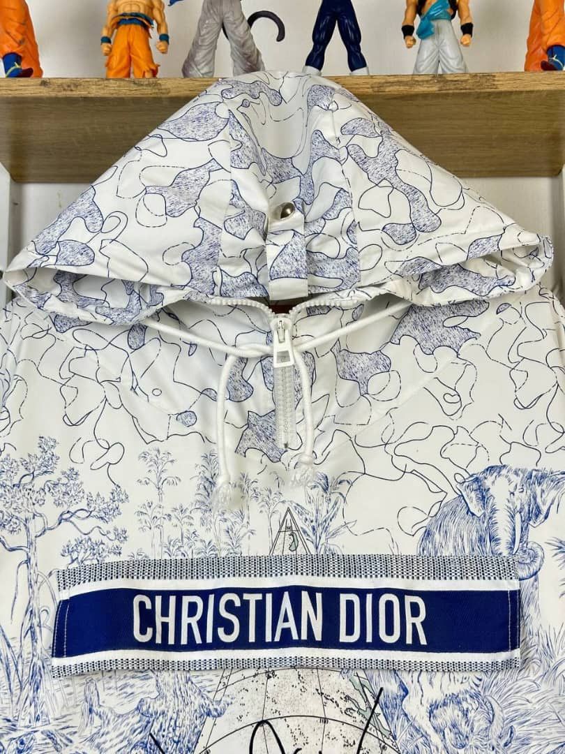 Christian Dior Monsieur White and Blue Printed Around The World Anorak Coat S, 2020 Size US M / EU 48-50 / 2 - 3 Thumbnail