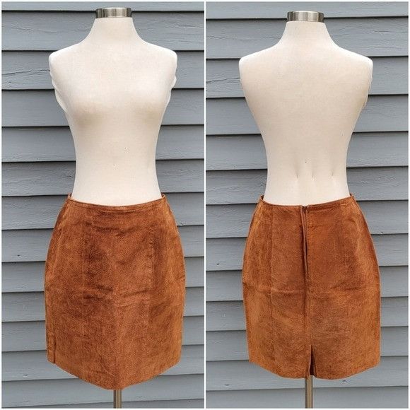 Vintage Vintage 90s y2k Bratz Brown Suede Leather High Waisted Midi Size 32" / US 10 / IT 46 - 8 Thumbnail