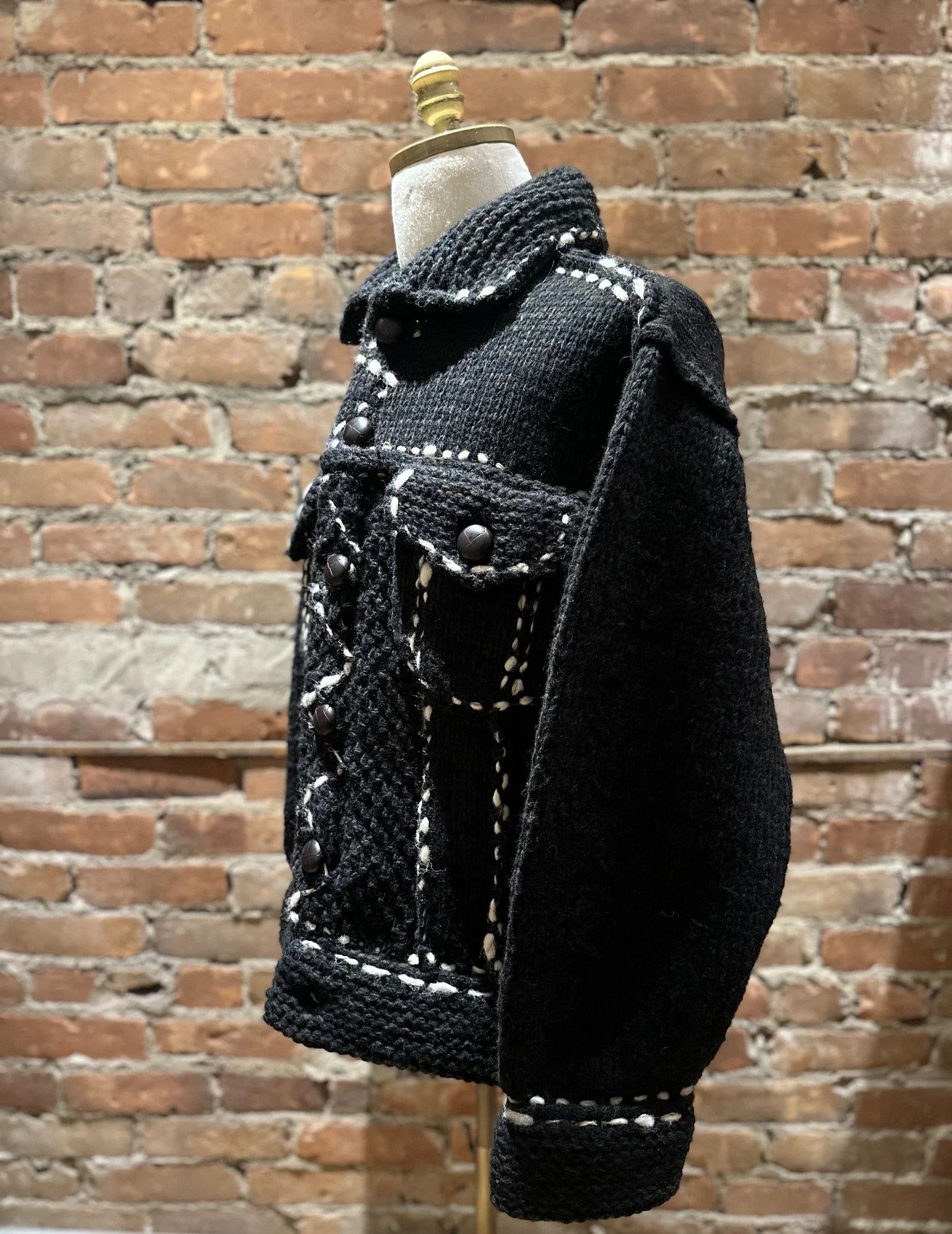 Kapital Kapital Wool Hand Knit Cowichan G Jacket Black Size US L / EU 52-54 / 3 - 1 Thumbnail