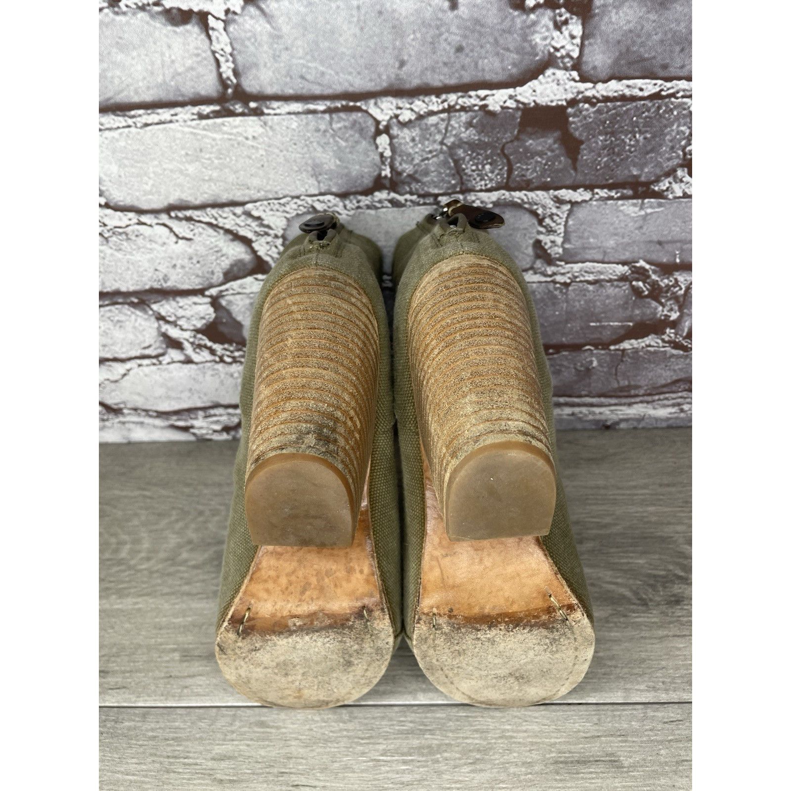Rag & Bone Rag & Bone Newbury Green Canvas Back Zip Ankle Boots Booties Size US 7.5 / IT 37.5 - 18 Thumbnail