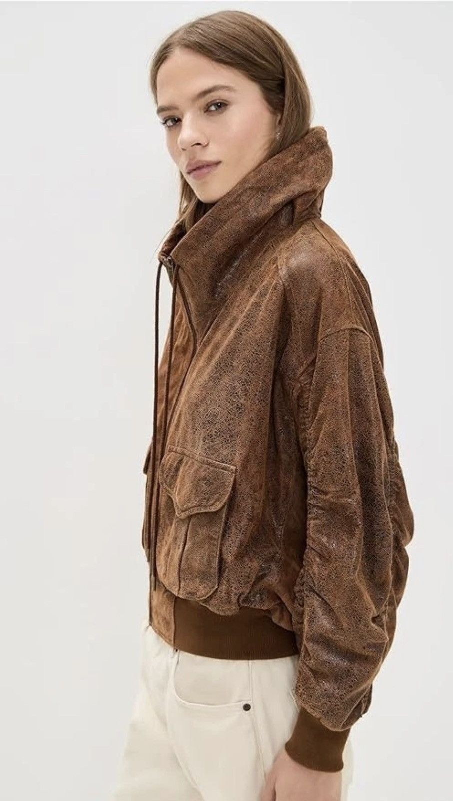 R13 R13 - LEATHER SHIRRED OVERSIZED BOMBER Size M / US 6-8 / IT 42-44 - 7 Thumbnail
