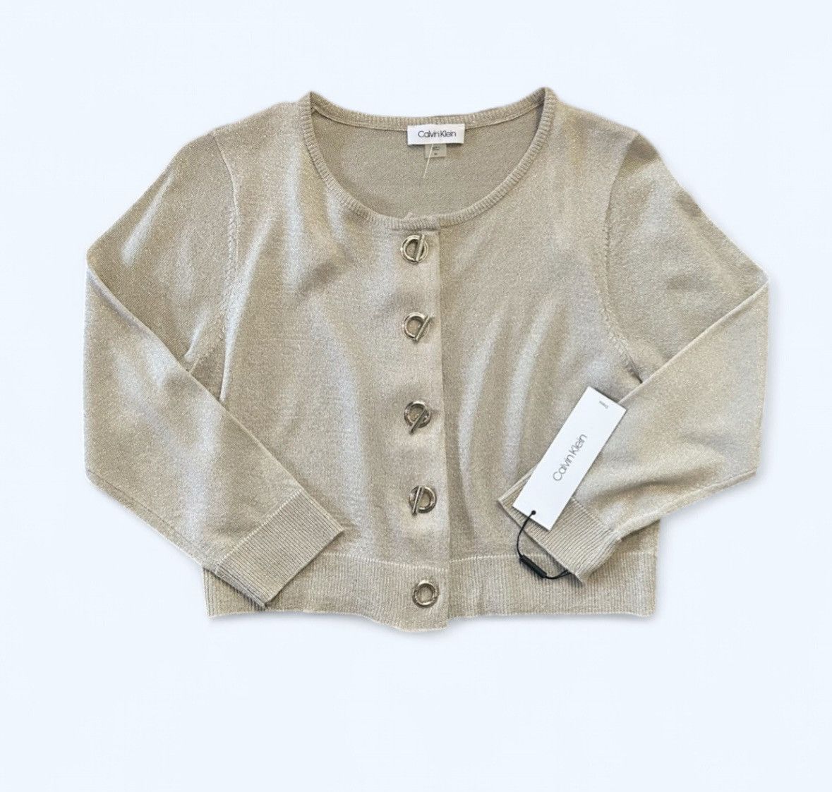 Calvin Klein NWT Calvin Klein Gold and Beige Metallic M Cardigan Size M / US 6-8 / IT 42-44 - 1 Thumbnail