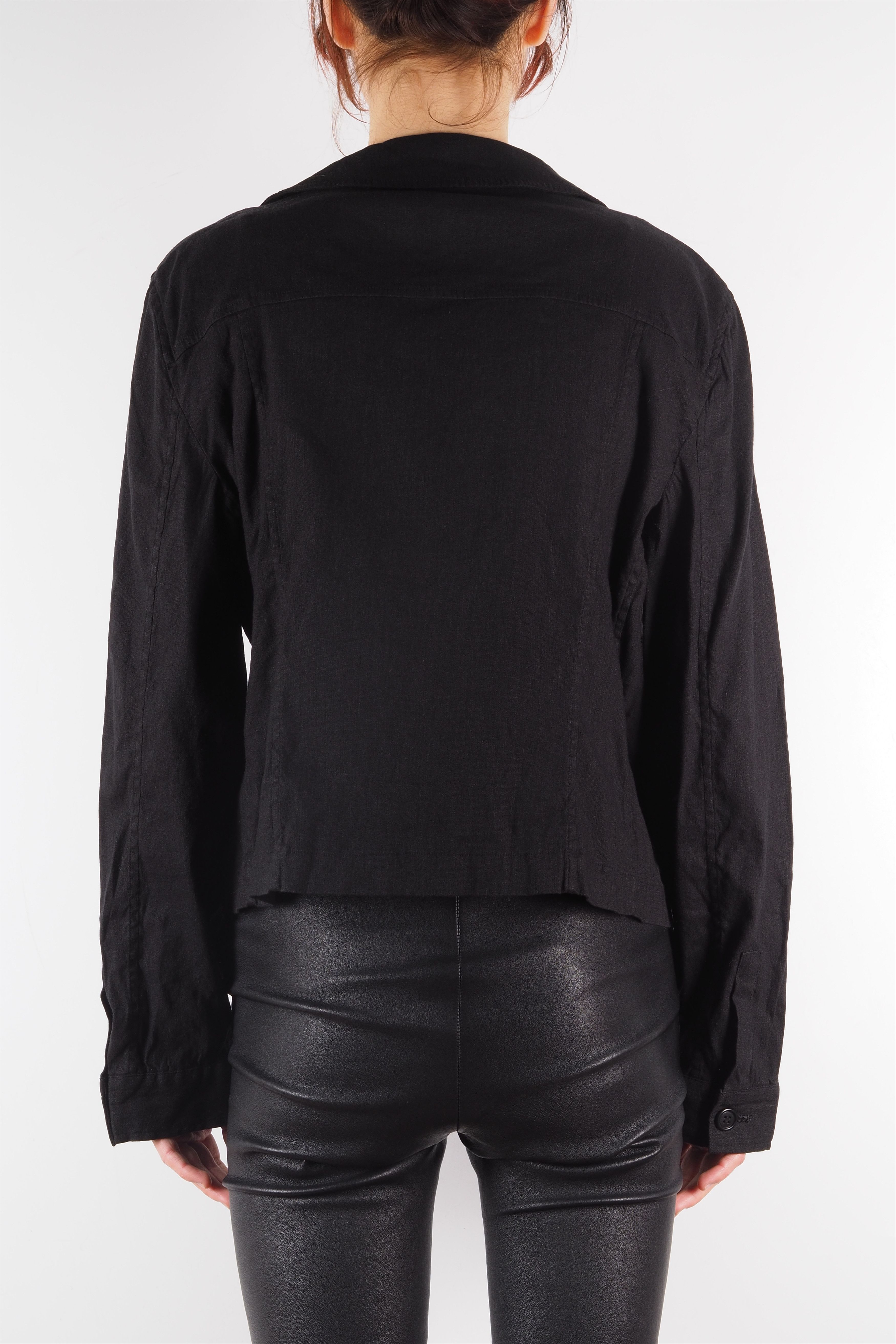 DKNY DKNY PURE Black Linen Moto Biker Style Jacket Size L / US 10 / IT 46 - 3 Thumbnail