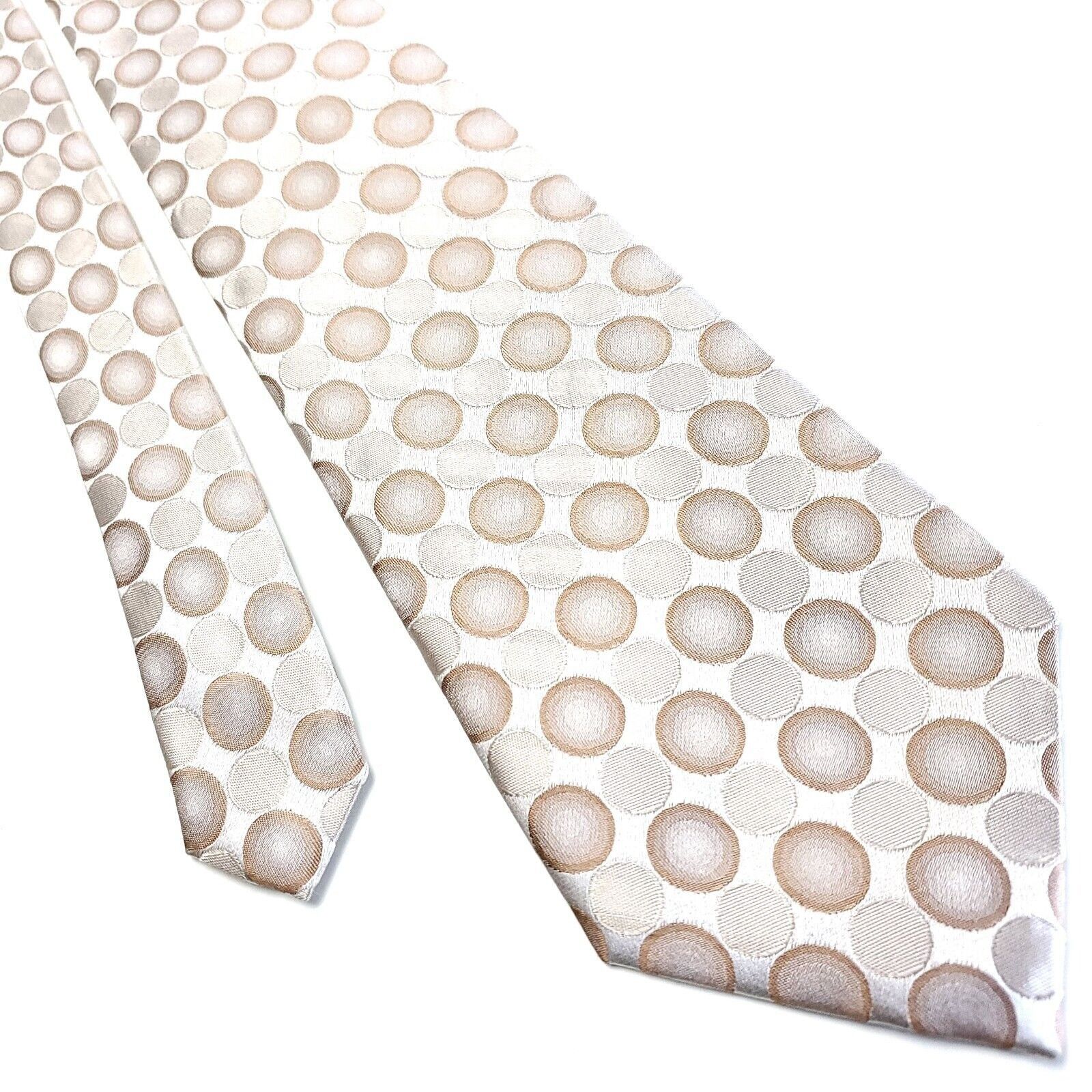 Alfani Alfani Beige Brown Silk Tie Woven Wide Geometric Size ONE SIZE - 1 Thumbnail