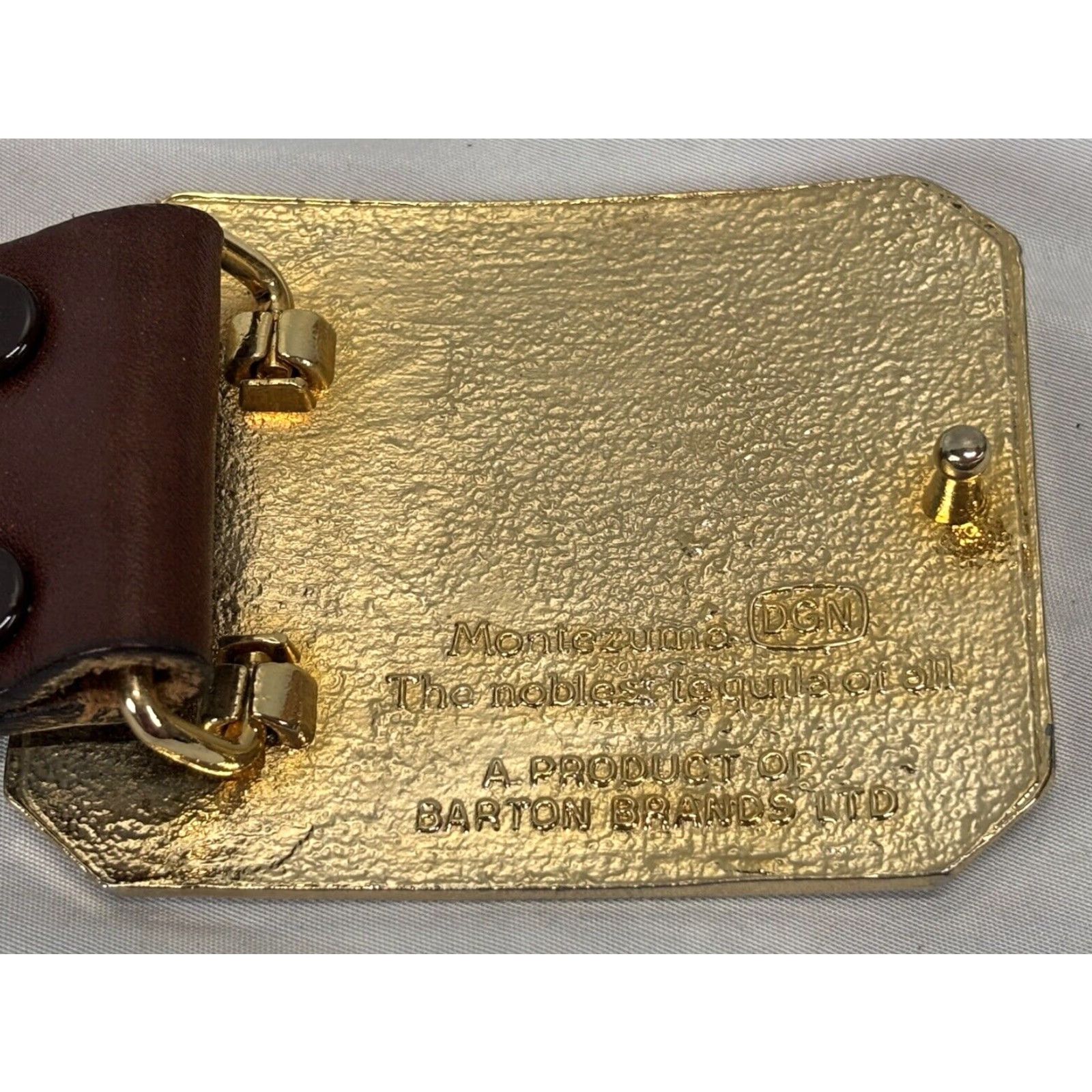 Vintage VINTAGE Brown Leather Western Belt Montezuma Tequila Buckle 37"-40" Mens Size ONE SIZE - 4 Thumbnail