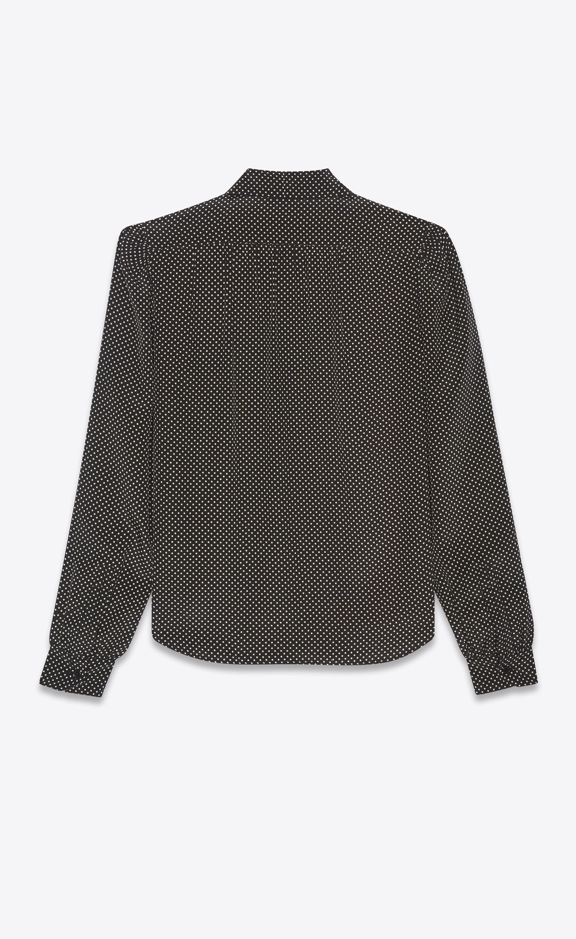 Saint Laurent Paris o1la1rc1a0425 650235 Lavallière-Neck Blouse Silk Satin Size L / US 10 / IT 46 - 4 Thumbnail
