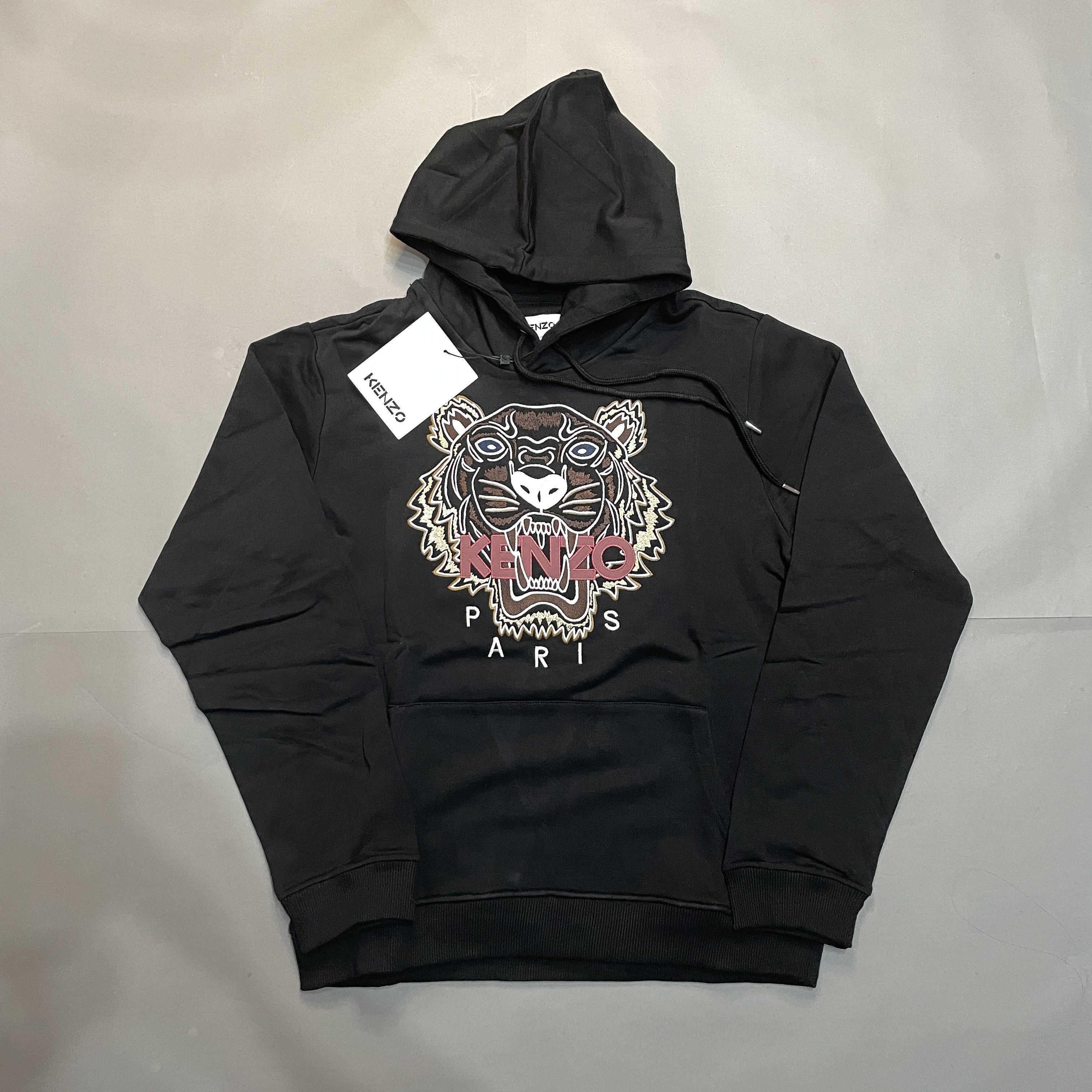 image of New Kenzo Black Brown Embroidered Tiger Hoodie, Men's (Size XL)