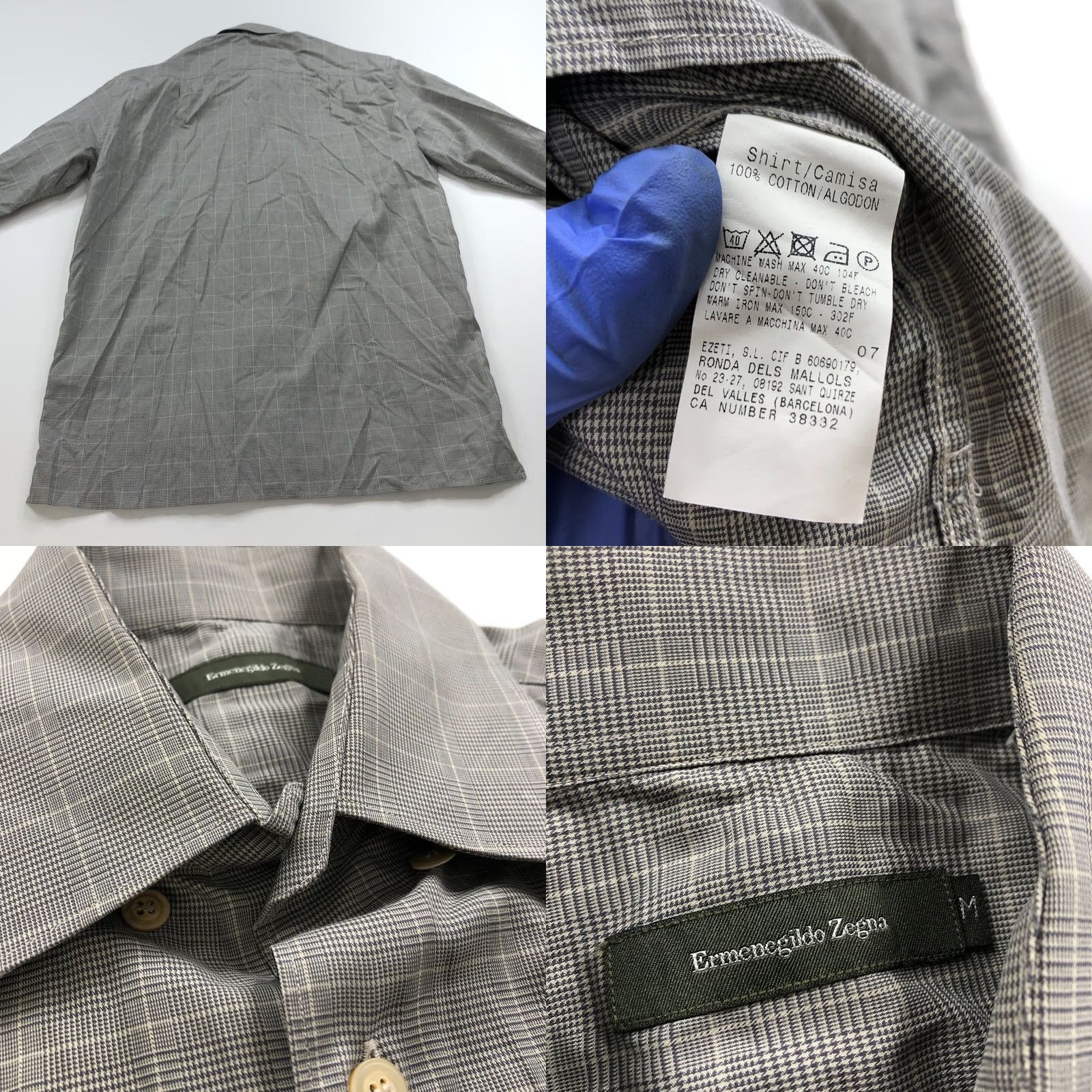 Ermenegildo Zegna Ermenegildo Zegna Glen Plaid Dress Shirt Gray Button LS Medium 15/15.5-35 Size 40R - 8 Thumbnail