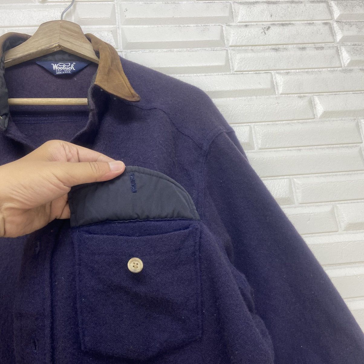 Woolrich Woolen Mills Vintage 70s Woolrich Leather Patchwork Wool Flannel Size US M / EU 48-50 / 2 - 17 Thumbnail