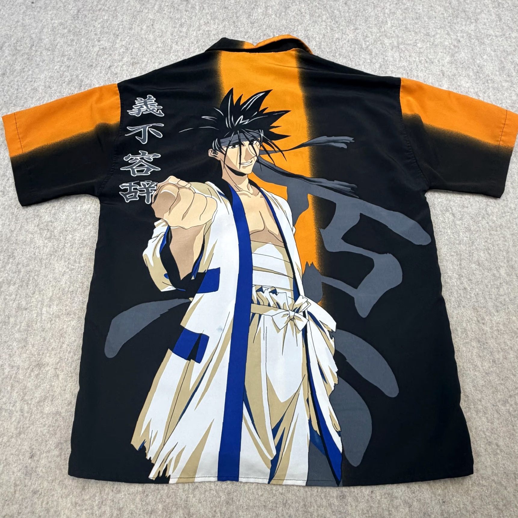 Vintage Million Guy Anime Shirt Mens Medium Black Orange Button Front Camp Aloha Graphic Size US M / EU 48-50 / 2 - 5 Thumbnail