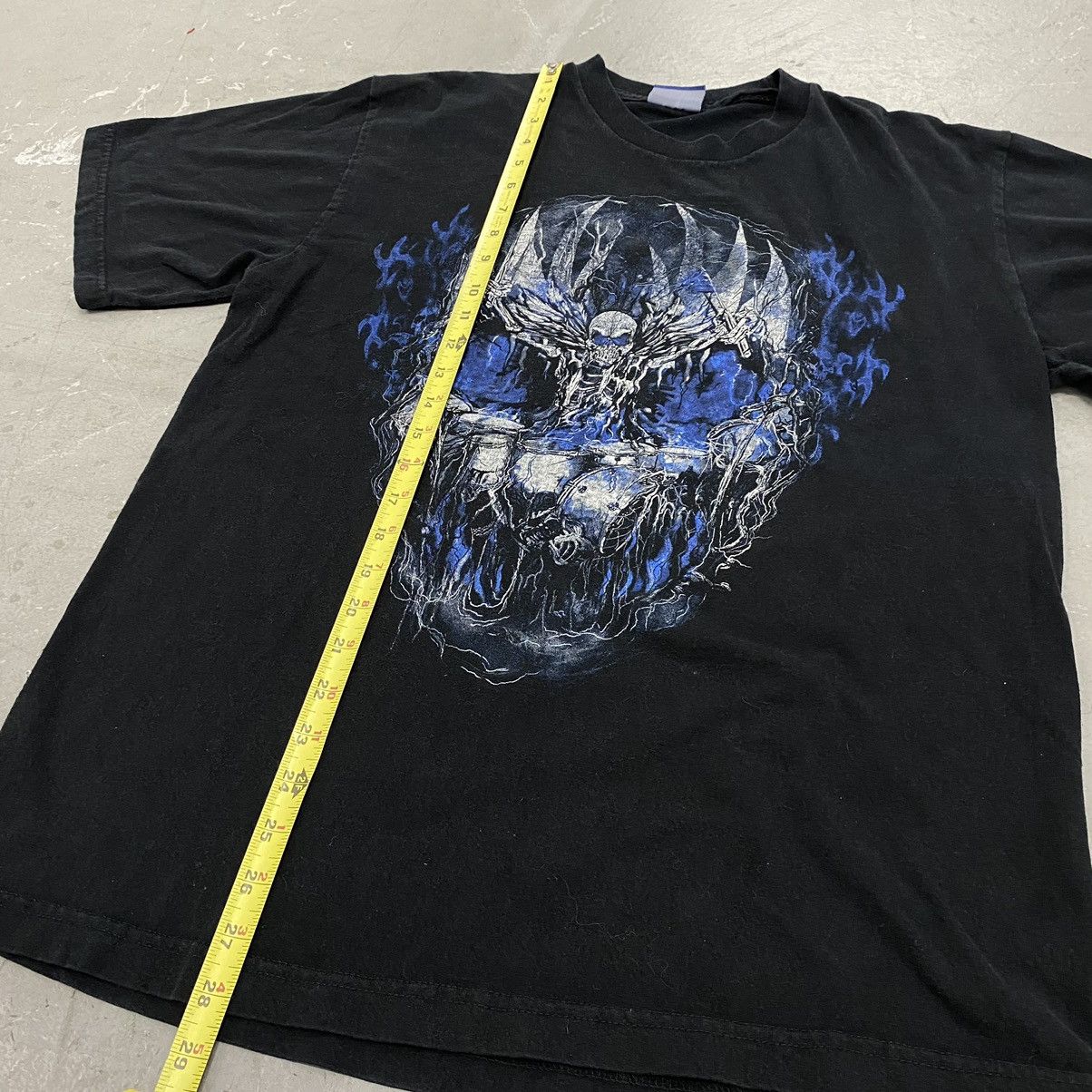 Affliction × Japanese Brand × Vintage Vtg Y2K Gothic Skull Drumkit Skeleton Flame Tee Grunge Size US L / EU 52-54 / 3 - 3 Thumbnail