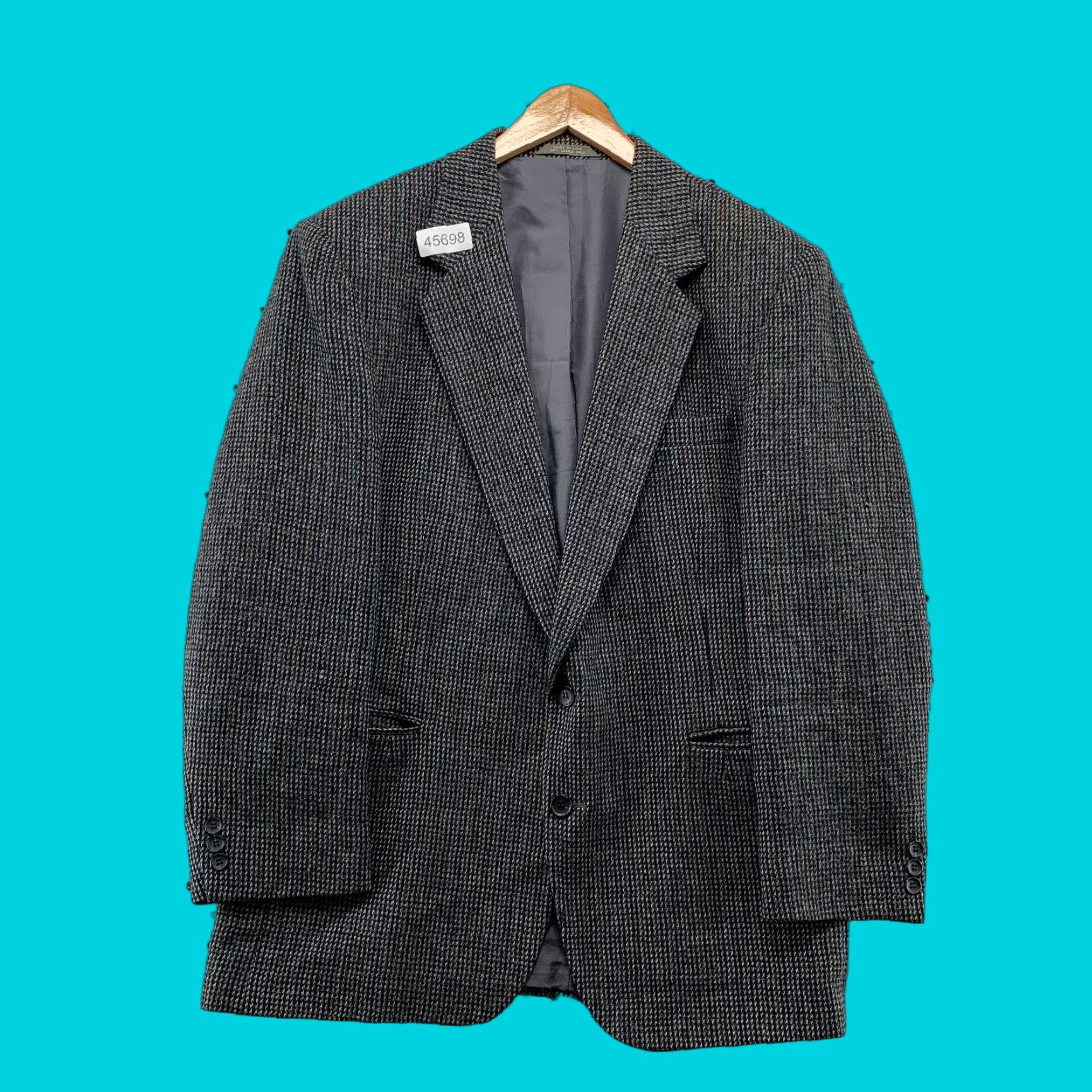 Haggar VINTAGE Haggar Wool Tweed Blazer Mens 44 Gray Business Two Button 100% Pure Wool Size 44R - 1 Thumbnail