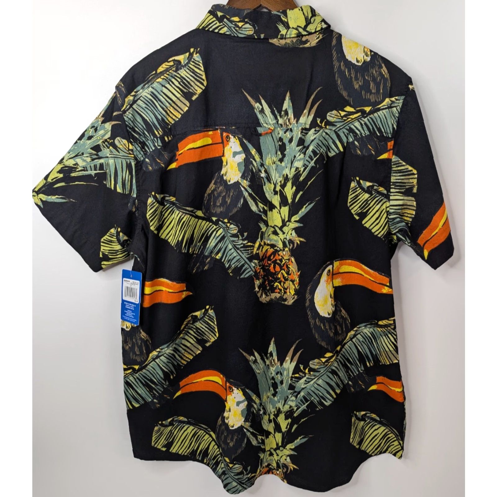 Hurley NWT Hurley Shirt Button-Up Short Sleeve AOP Tropical Toucan Pineapple Black Size L Mens Size US L / EU 52-54 / 3 - 3 Thumbnail