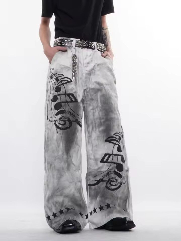 Japanese Brand Y2K Style Dirty Washed White Baggy Jeans Size US 30 / EU 46 - 6 Thumbnail