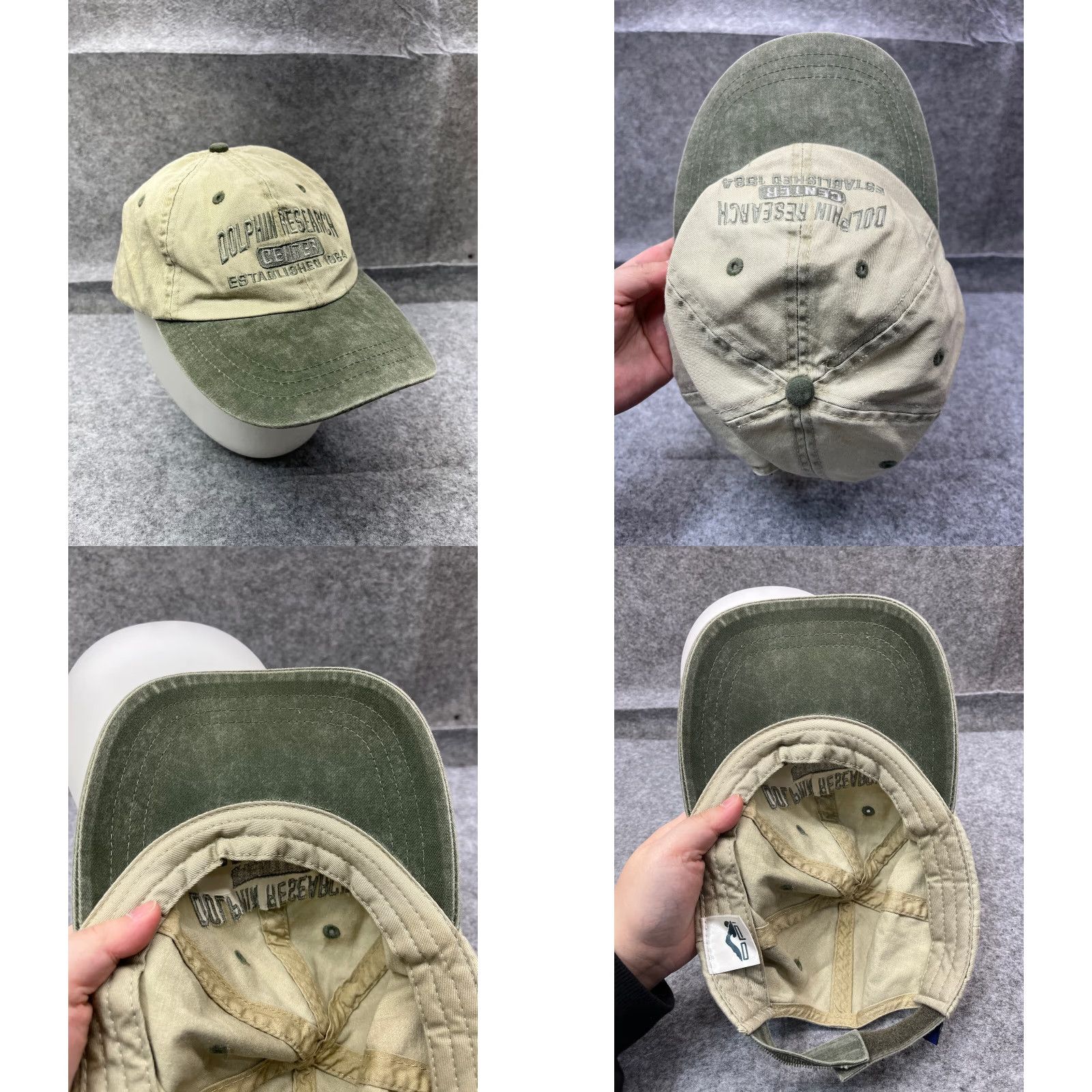 Vintage OPI Dolphin Research Center Hat Cap Strap Back Adult One Size Gray Cotton Baseball Cap Adjustable Twill Beach Outdoor Camp Men Size ONE SIZE - 8 Thumbnail