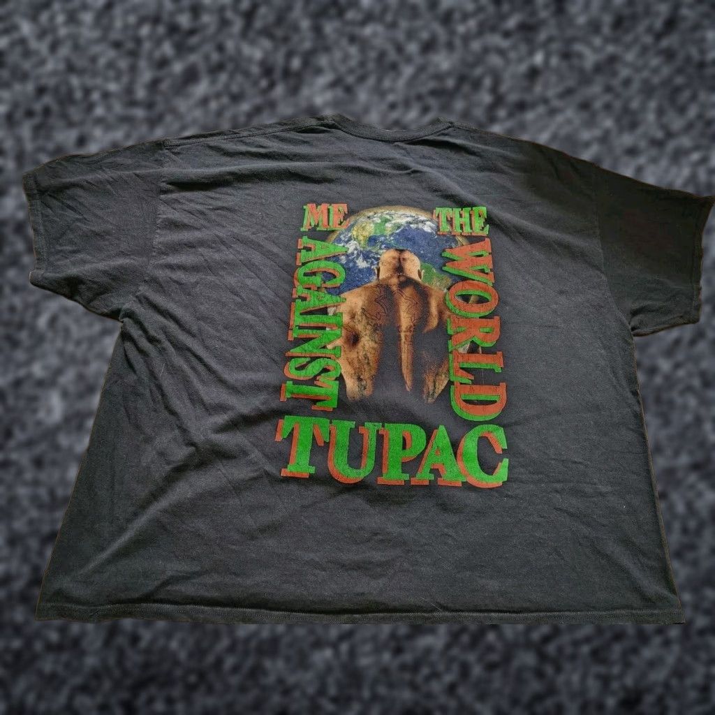 Vintage VINTAGE 2Pac Mens T-Shirt 5XL Short Sleeve Crew Neck Black Rap Hip Hop Music 90s Size US XXL / EU 58 / 5 - 1 Thumbnail