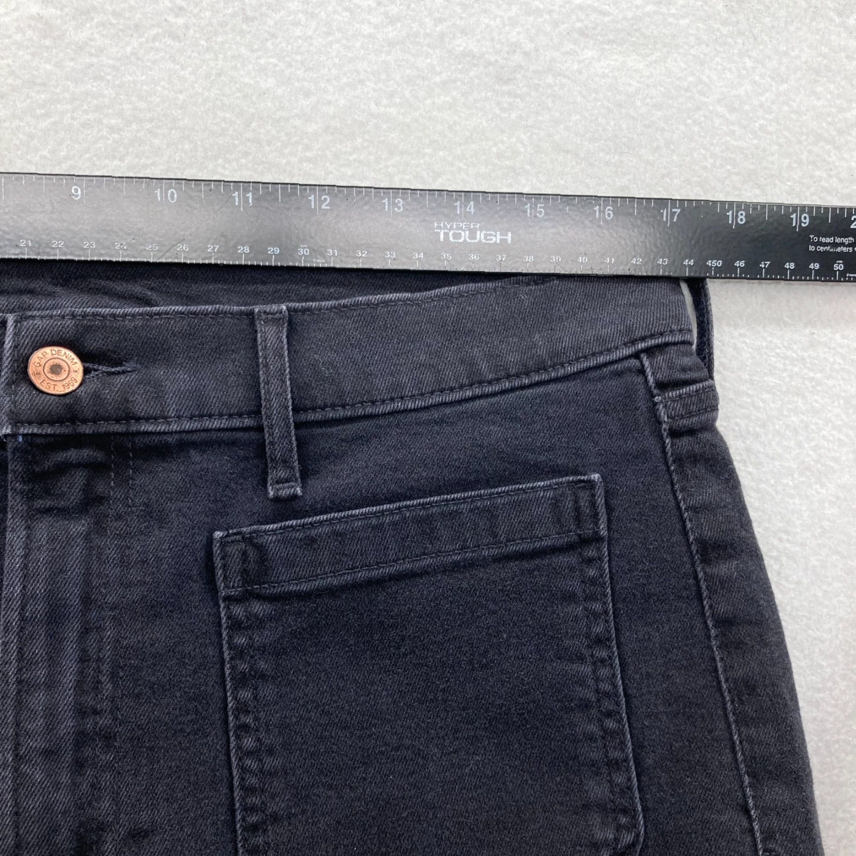 Gap GAP Jeans Women's 70s Flare Black Denim High Rise Stretch retro Y2K 14 Short Regular Collection Size 24" / US 00 / IT 34 - 6 Thumbnail