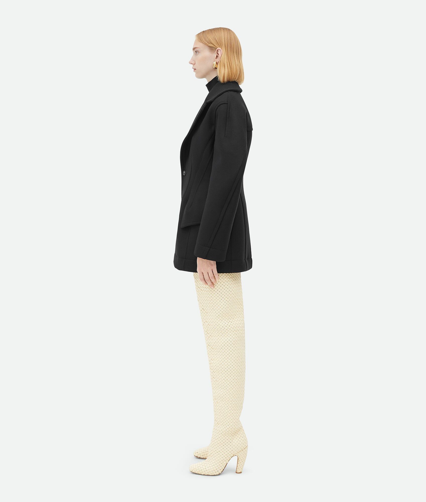 Bottega Veneta o1n1vont1224 Felted Wool Sculptured Coat in Black Size XS / US 0-2 / IT 36-38 - 2 Thumbnail