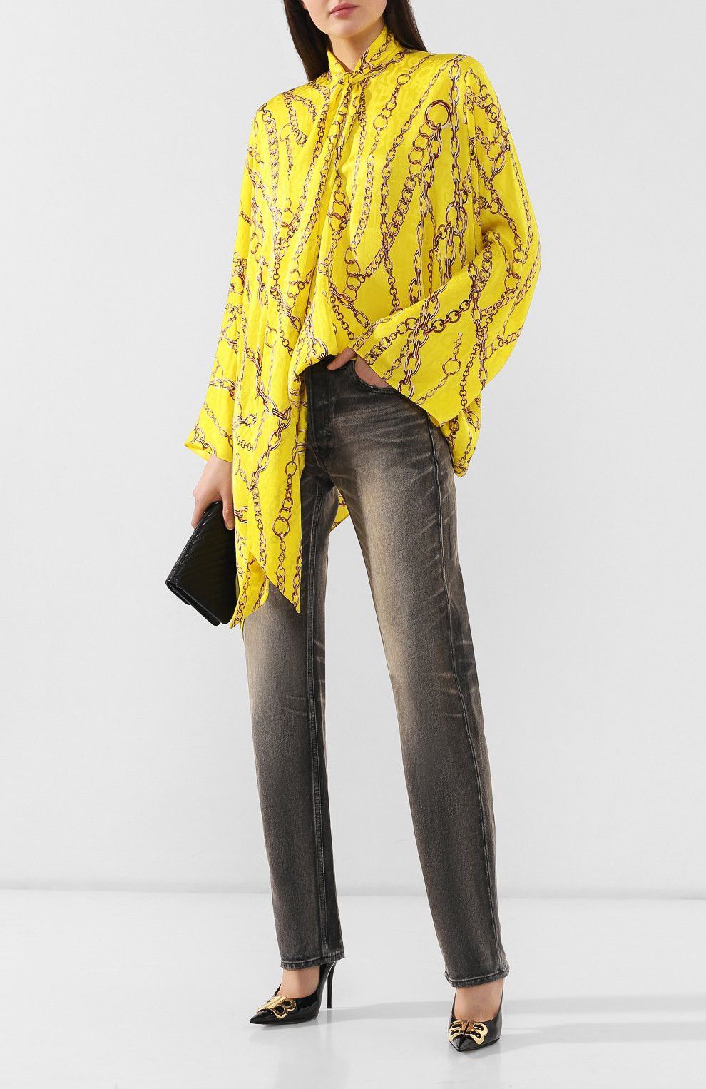 Balenciaga 🇮🇹 SS19 Balenciaga Chain Print Silk Blouse Baroque Style Size ONE SIZE - 4 Thumbnail