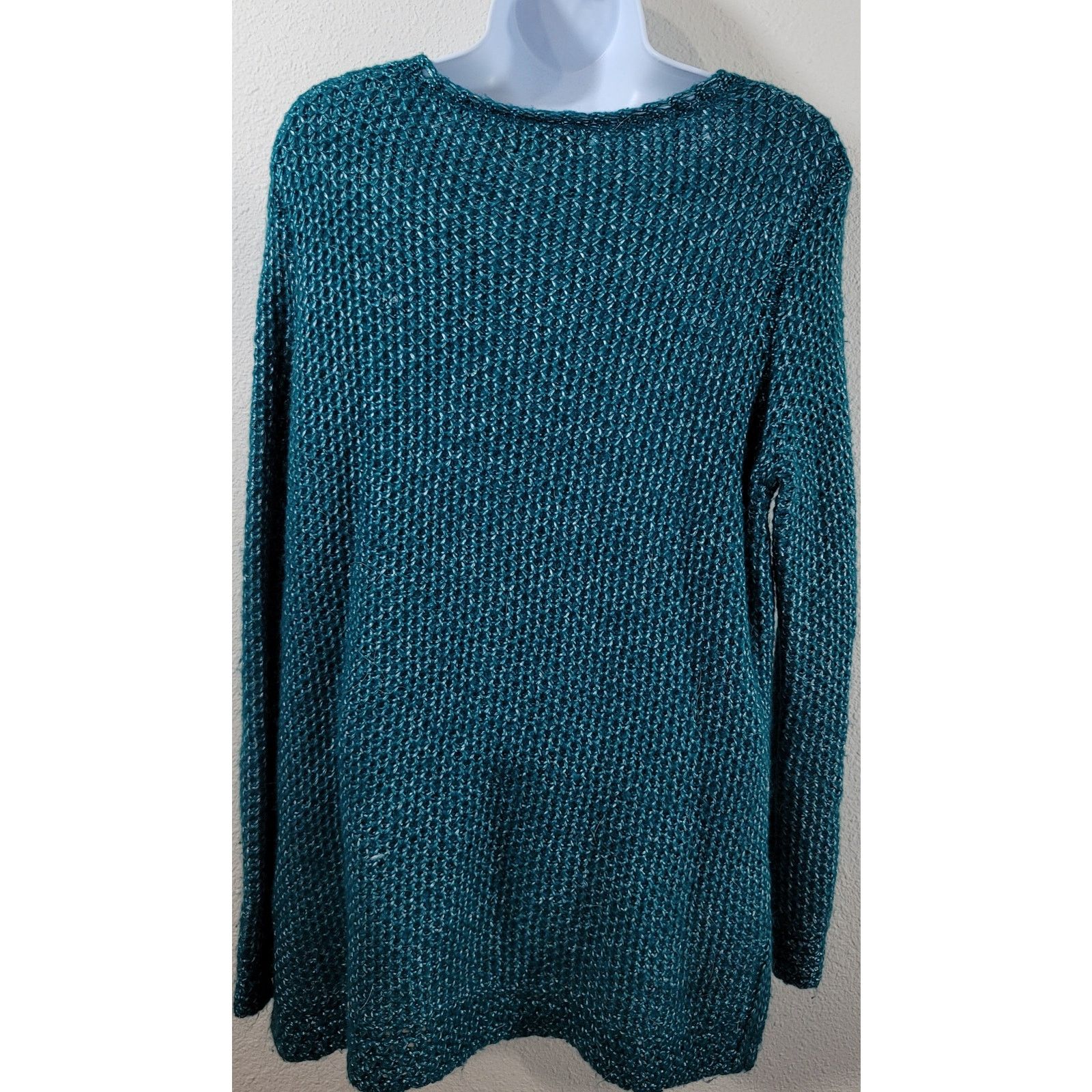 Faded Glory Faded Glory Green Silver Marled Chunky Knit Sweater Large Size L / US 10 / IT 46 - 3 Thumbnail
