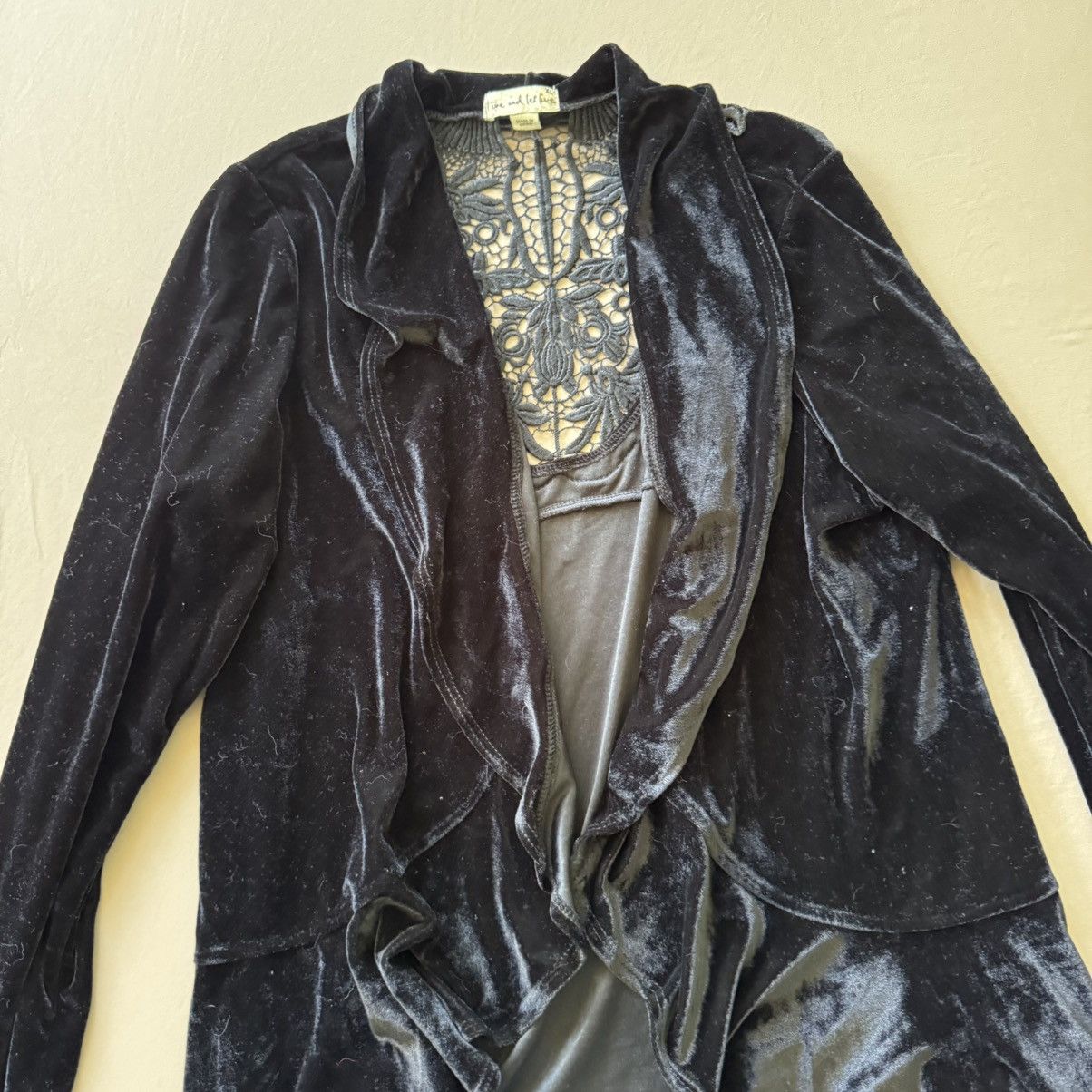 Other Y2K One World Gothic Velvet Lace Open Front Cardigan Size XL / US 12-14 / IT 48-50 - 2 Thumbnail