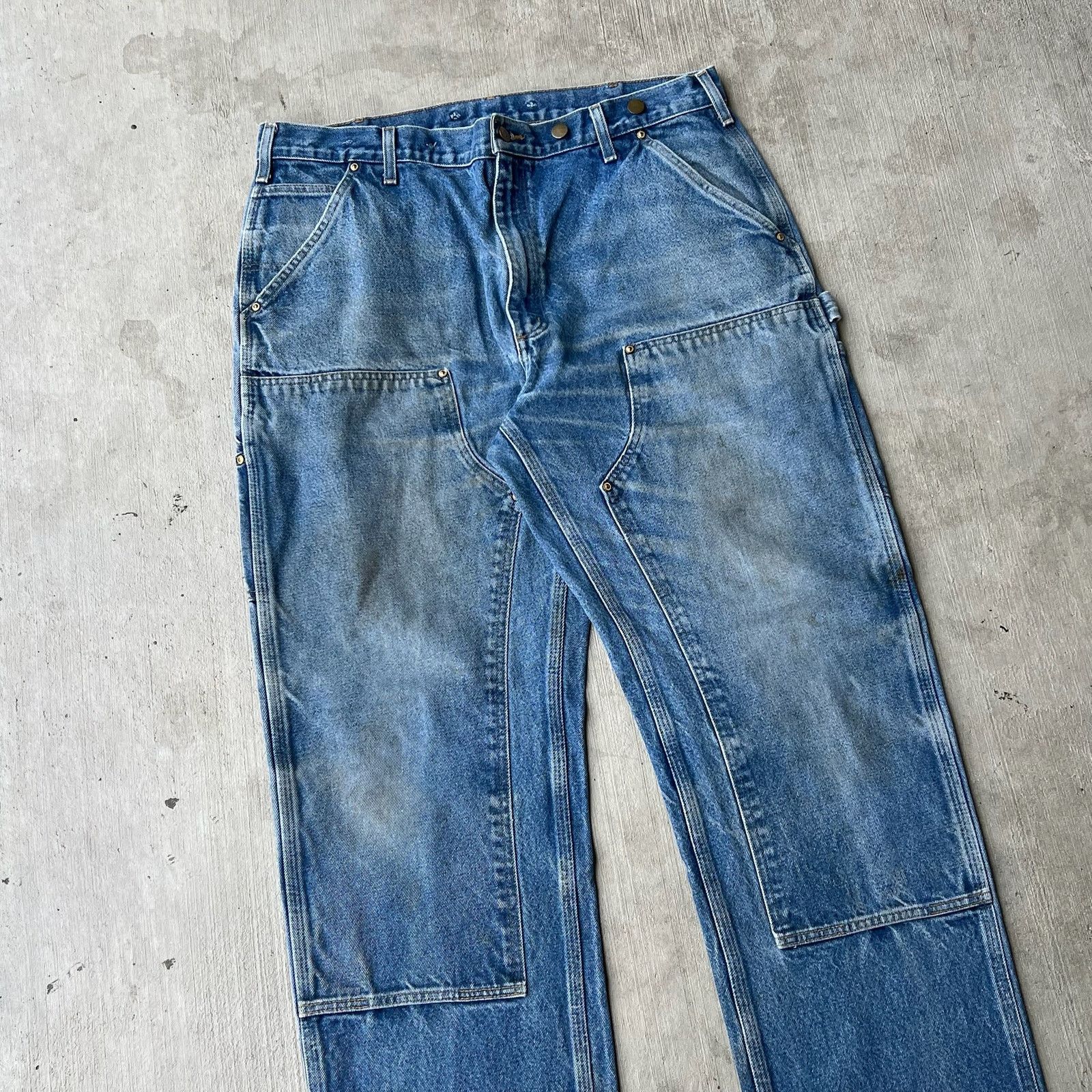 Carhartt × Vintage Carhartt denim blue jean double knee work carpenter pants Size US 37 - 2 Thumbnail