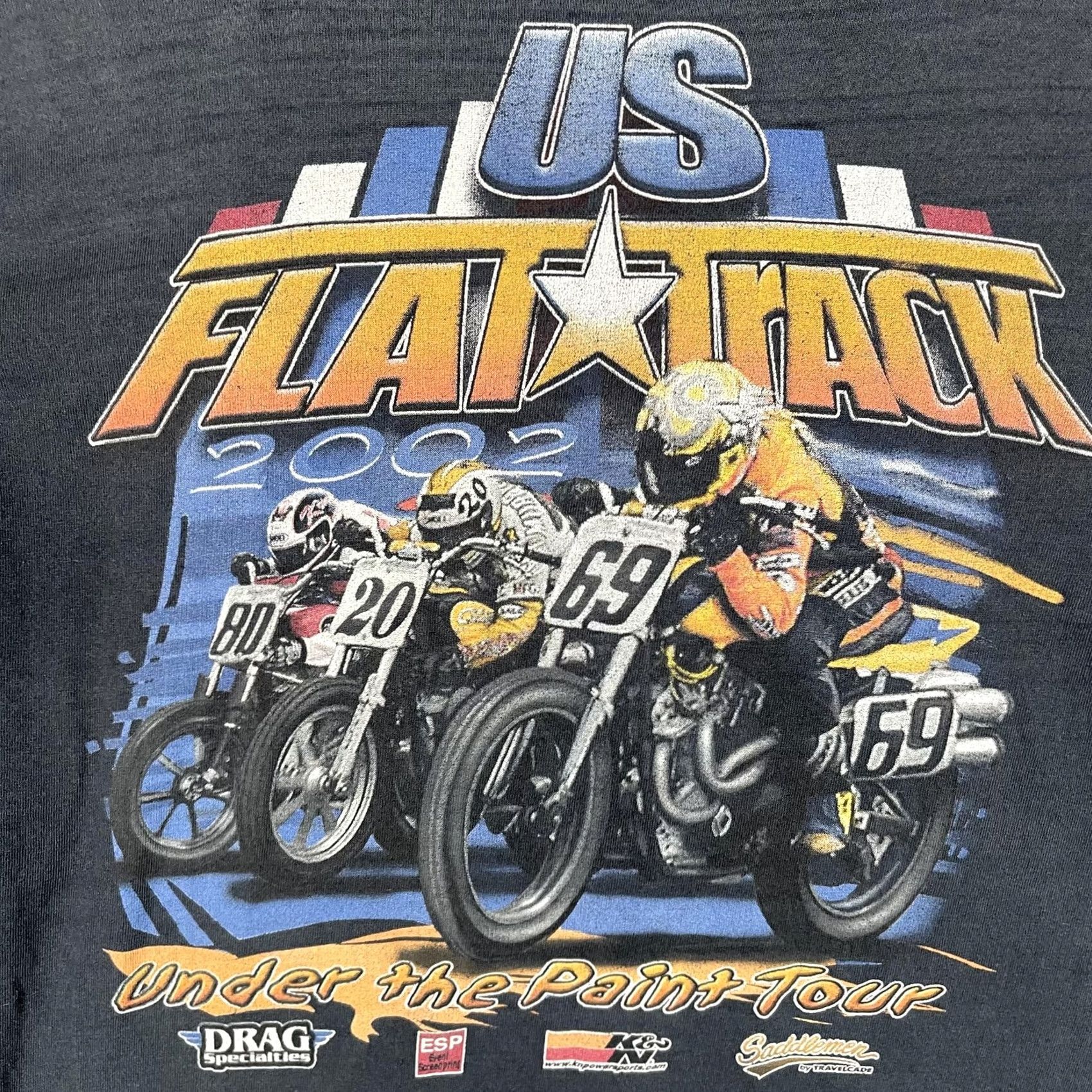 Fruit Of The Loom VINTAGE Fruit of the Loom Shirt Mens Large Black US Flat Track 2002 Motorcycle Racing Graphic Tee Size US L / EU 52-54 / 3 - 6 Thumbnail