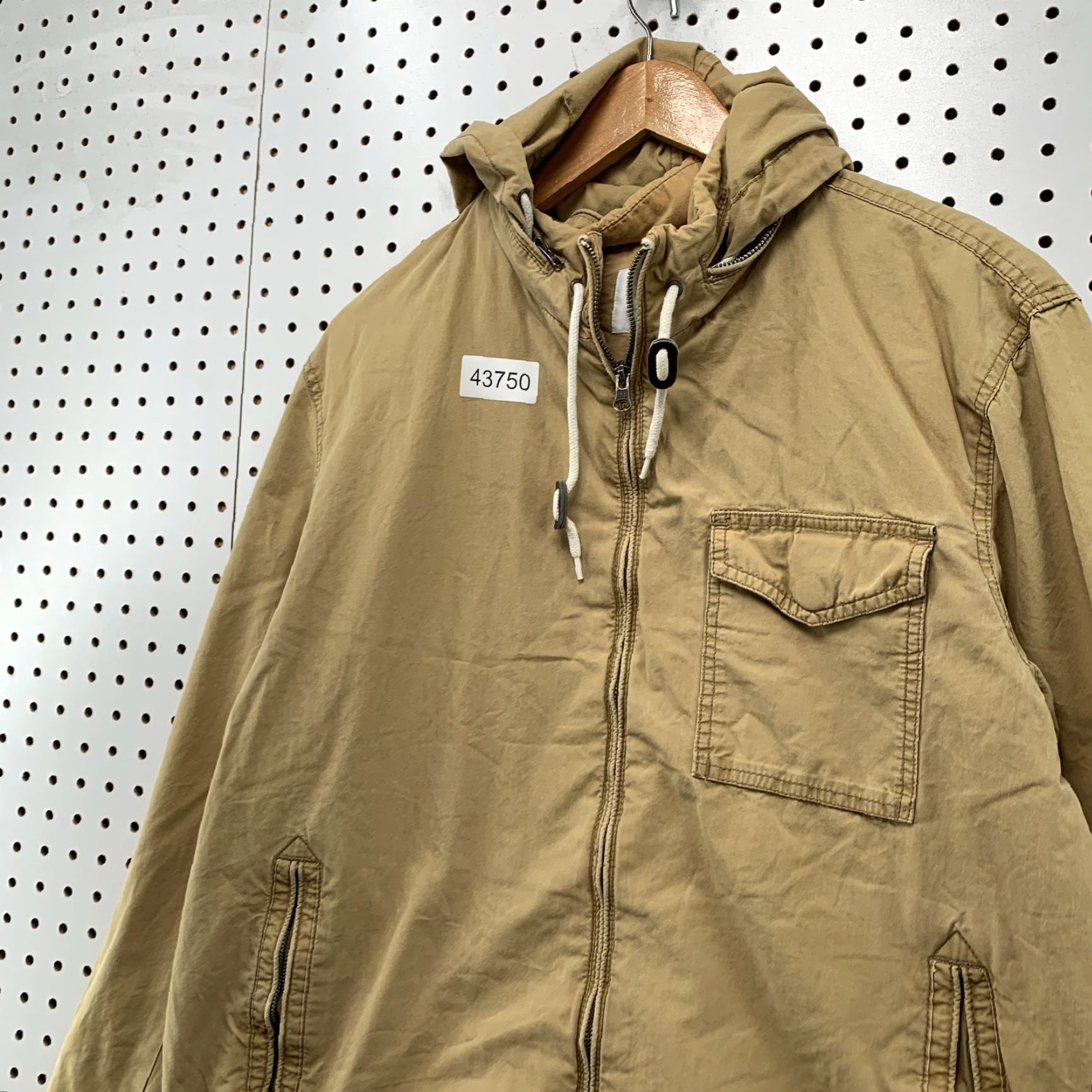 Old Navy VINTAGE Old Navy Hoodie Mens L Tan Lightweight Zip Up Hoodie Size US L / EU 52-54 / 3 - 7 Thumbnail