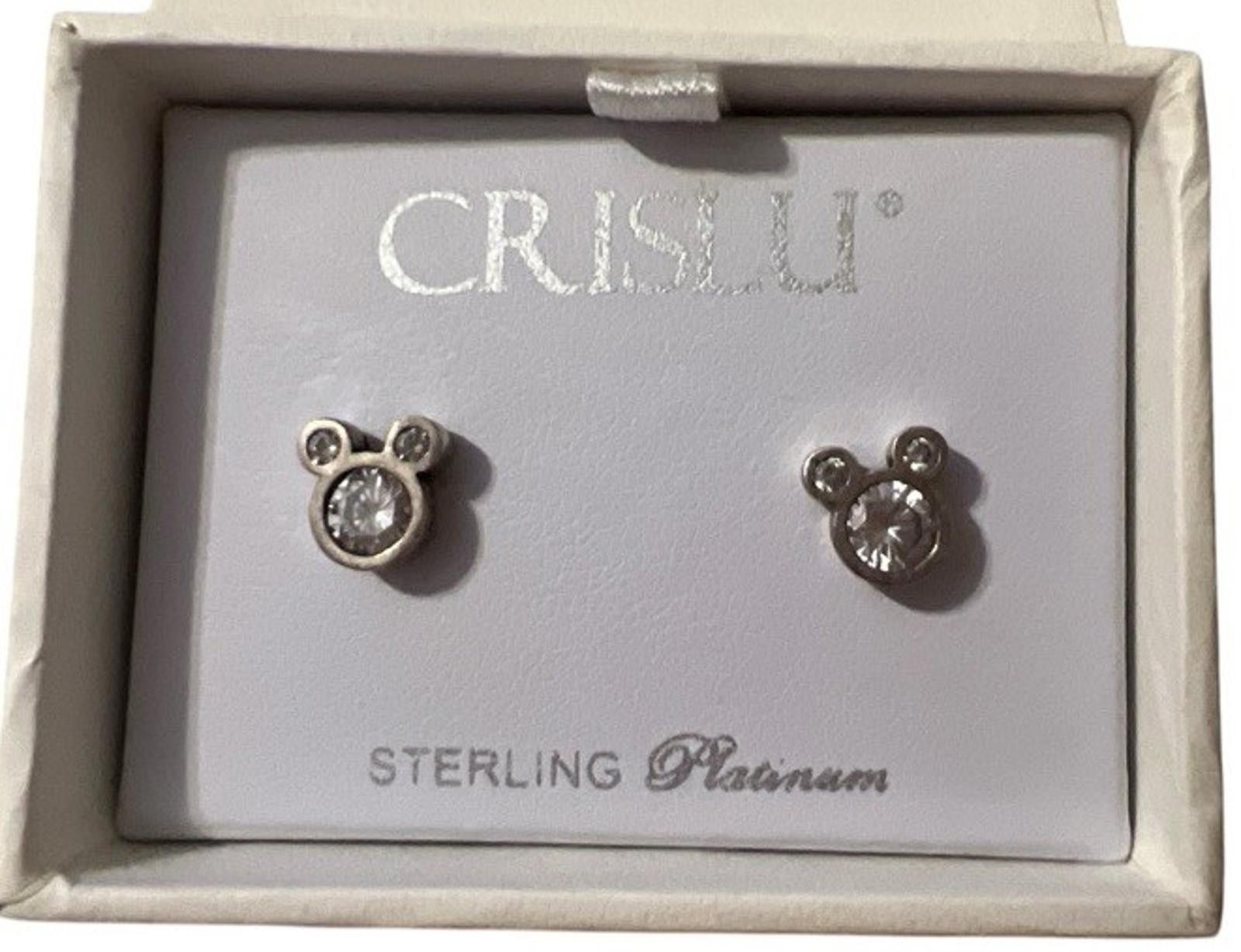 Designer Disney Parks CRISLU Mickey Mouse Sterling 925 Post Earrings Size ONE SIZE - 1 Thumbnail