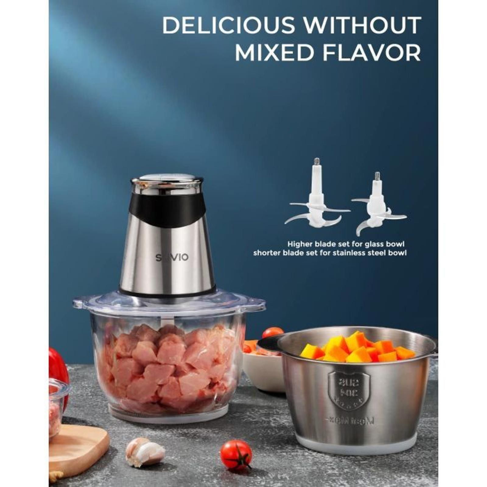 Savio Barbato Syvio Food Processors with 2 Bowls - 4 Bi-Level Blades Size ONE SIZE - 4 Thumbnail
