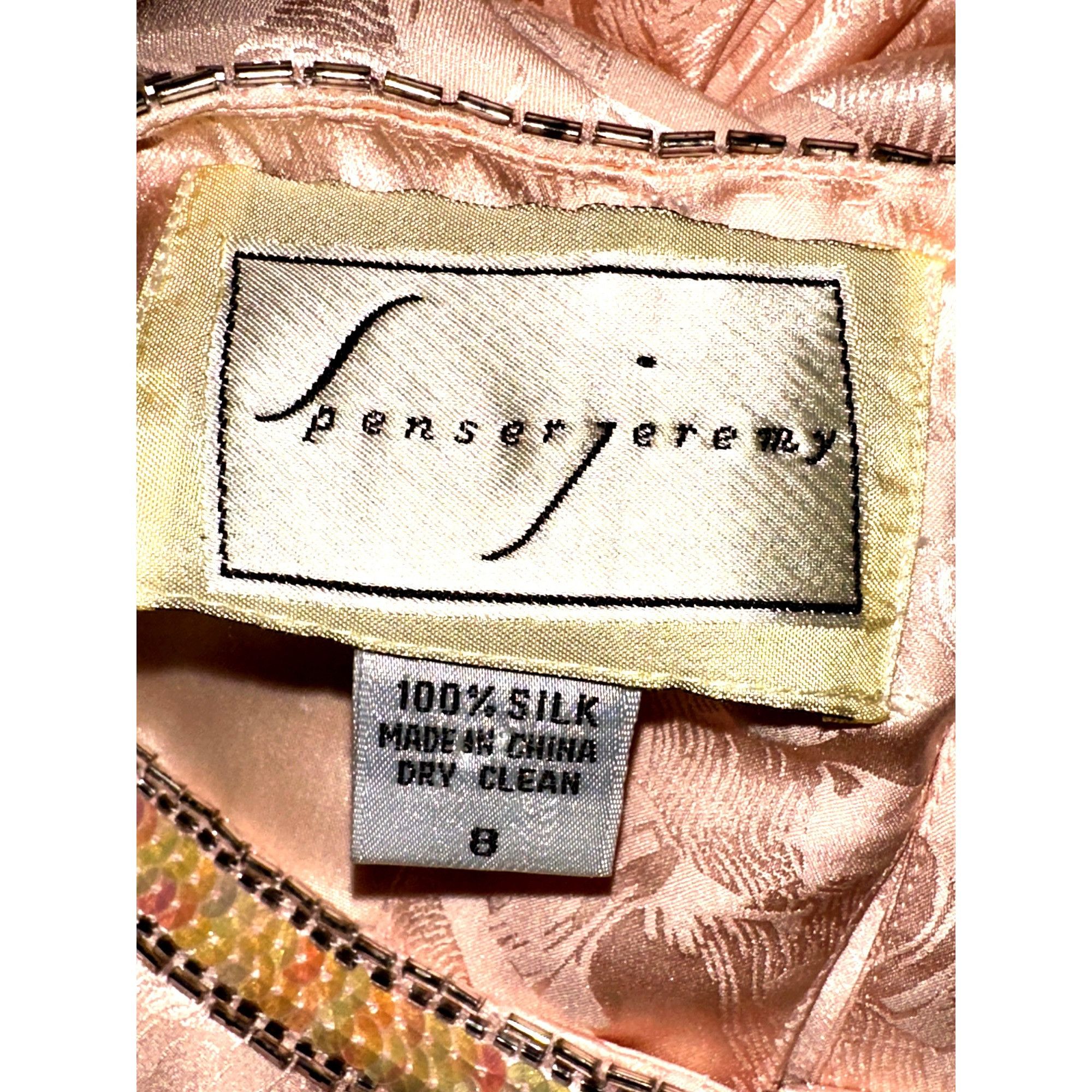 Other All Silk Vintage Dress by Spencer Jeremy 8 Pink Sequin Beade Size M / US 6-8 / IT 42-44 - 14 Thumbnail