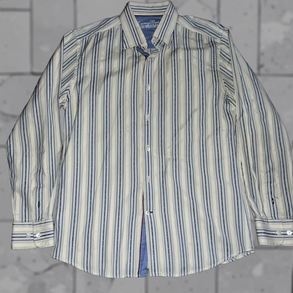 Tommy Bahama Tommy Bahama Denim Beige Striped BUTTON UP Shirt Mens Size L Size US L / EU 52-54 / 3 - 1 Thumbnail