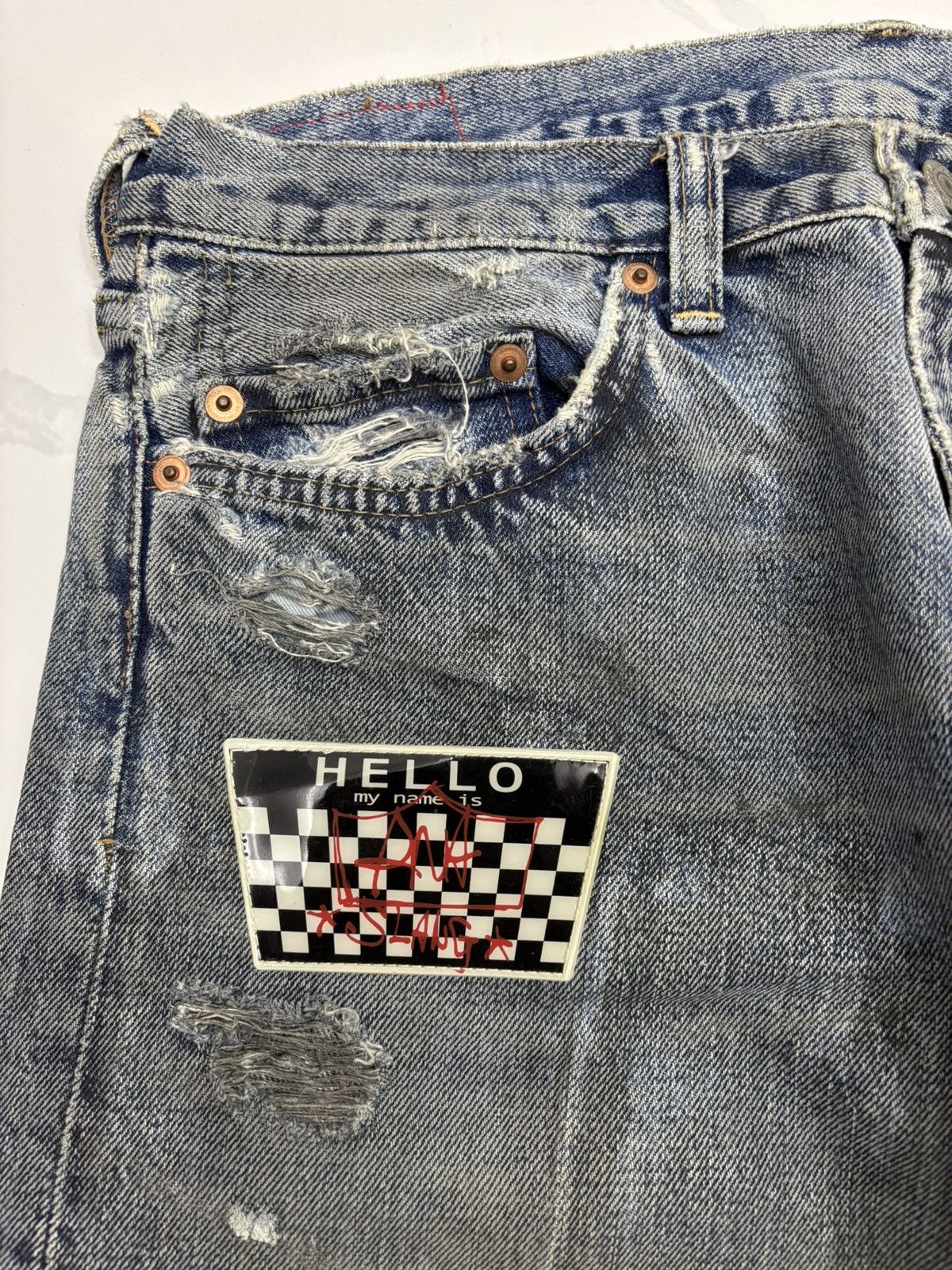 Hysteric Glamour × Japanese Brand × Undercover 🔥VINTAGE RNA MAD STYLE RIPPED DISTRESS DENIM JEANS Size US 32 / EU 48 - 10 Thumbnail