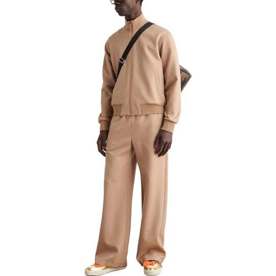Off-White o1gr1nt1124 Quote Wool Slim Tracktop Jacket in Beige Size US M / EU 48-50 / 2 - 2 Thumbnail