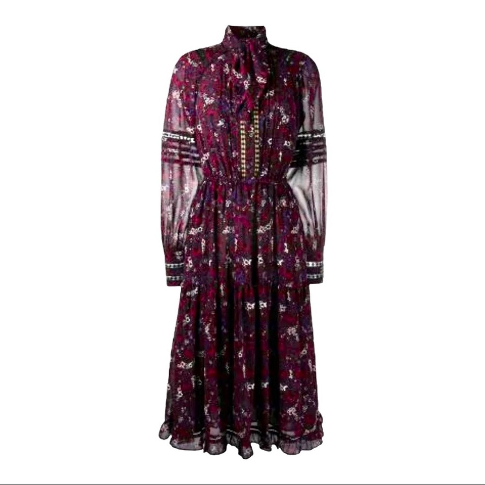 Michael Kors Michael Kors Burgundy Paisley Dress Size 2 Size XS / US 0-2 / IT 36-38 - 4 Thumbnail