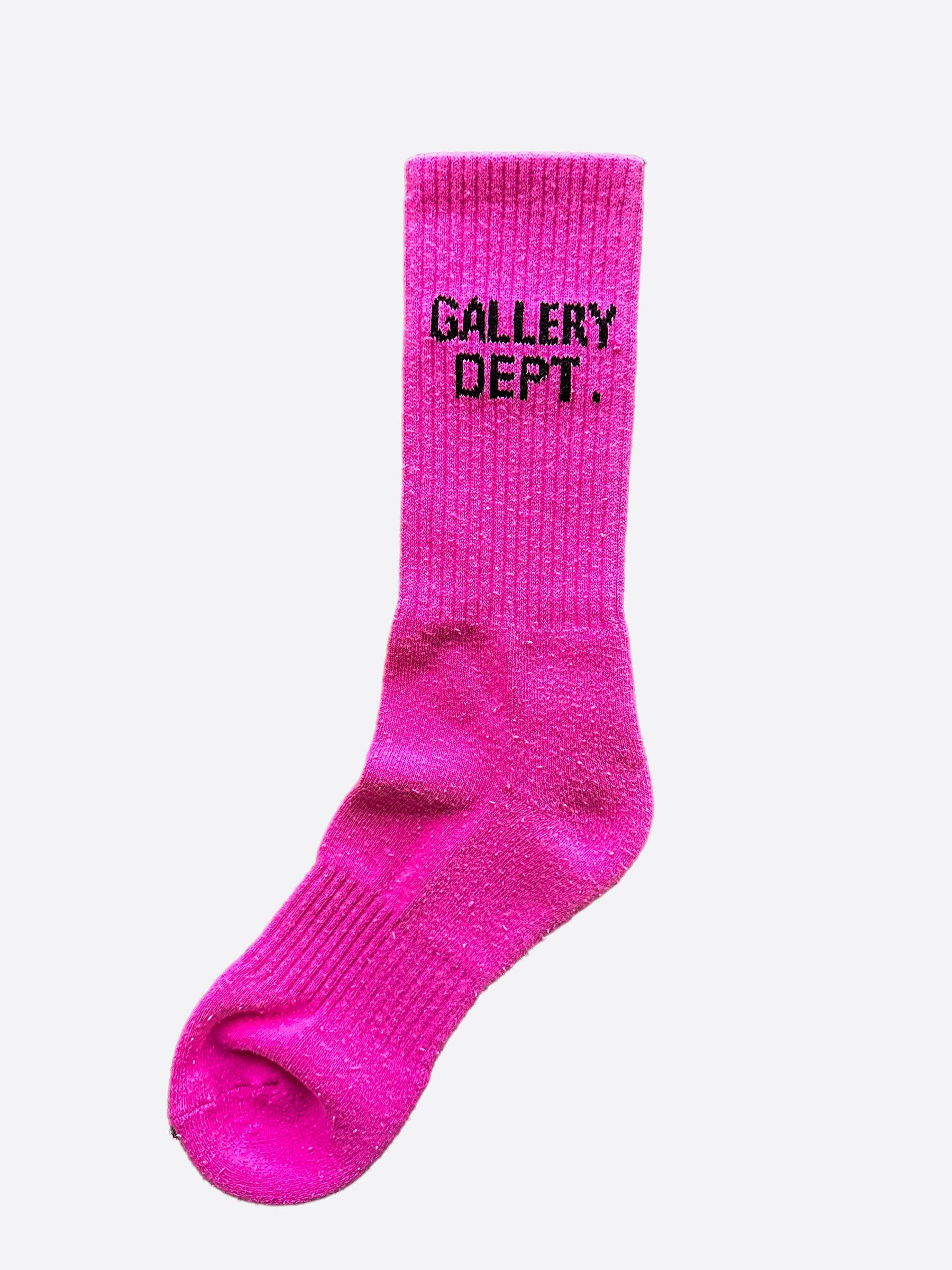 Pre-owned Gallery Dept. Pink & Black Logo Socks