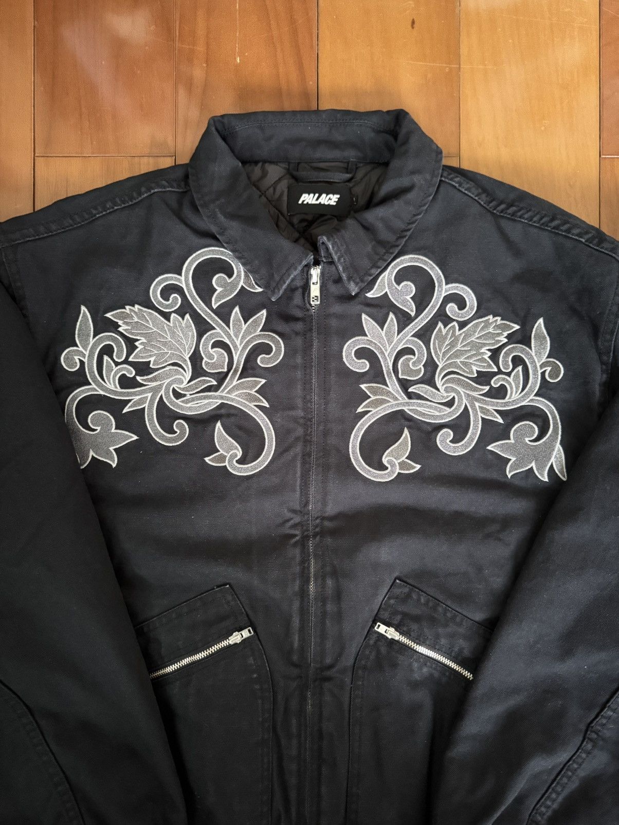 Palace Washed Black Floral Canvas Bomber Jacket Size US L / EU 52-54 / 3 - 2 Thumbnail